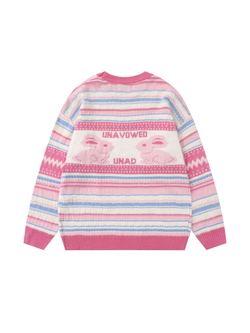 Rabbit Jacquard Bow Decorative Stripes Sweater