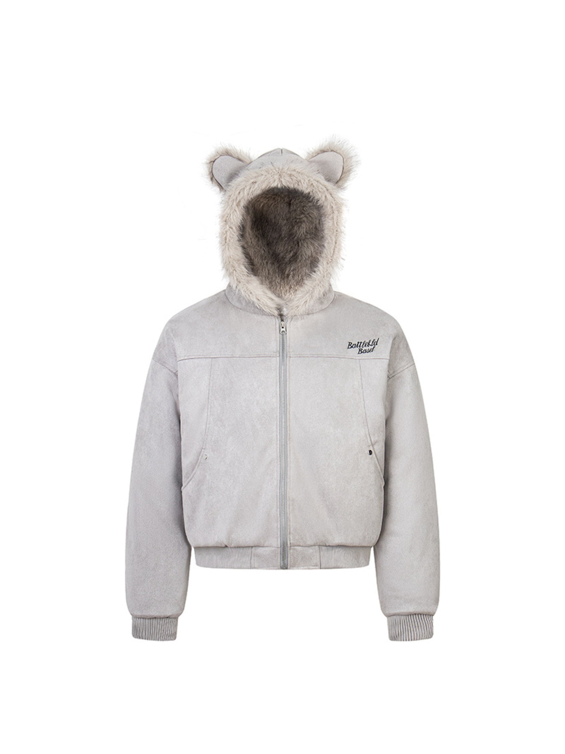 Fur Collar Suede Padded Hooded Jacket