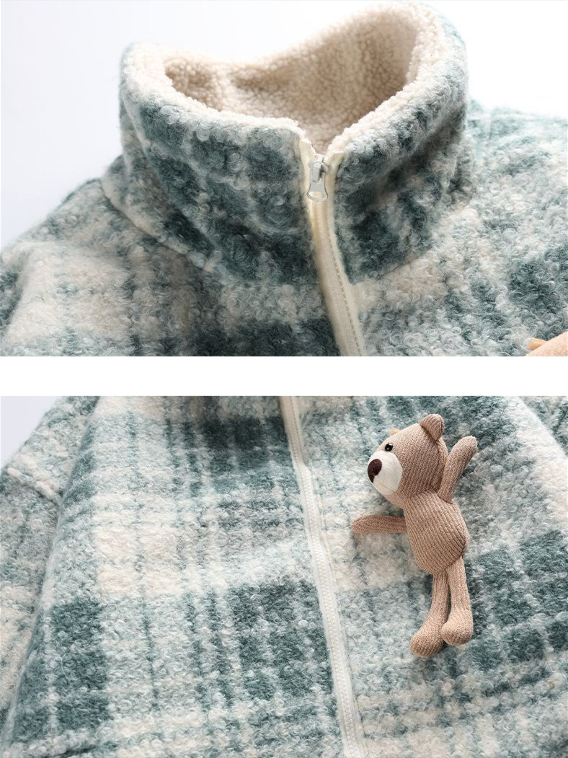 Vintage Little Bear Grid Coat