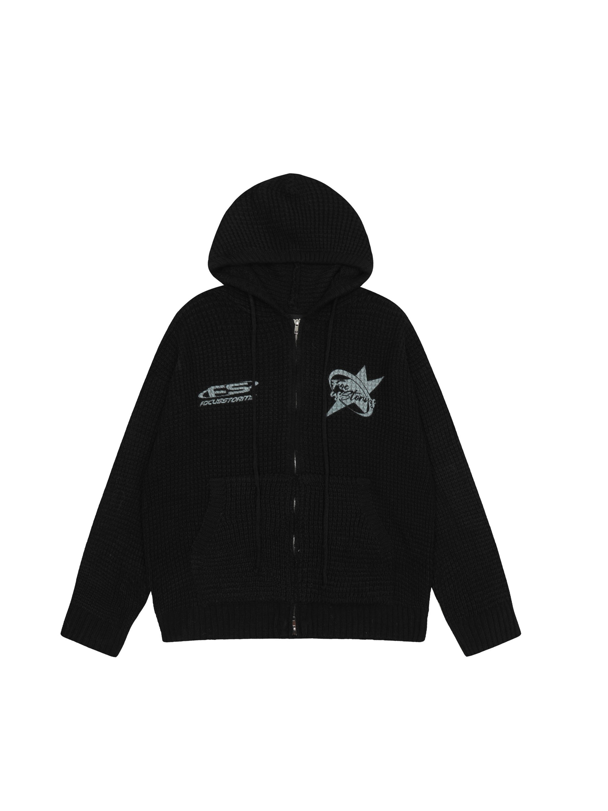 Lettering Print Zip-Up Hoodie
