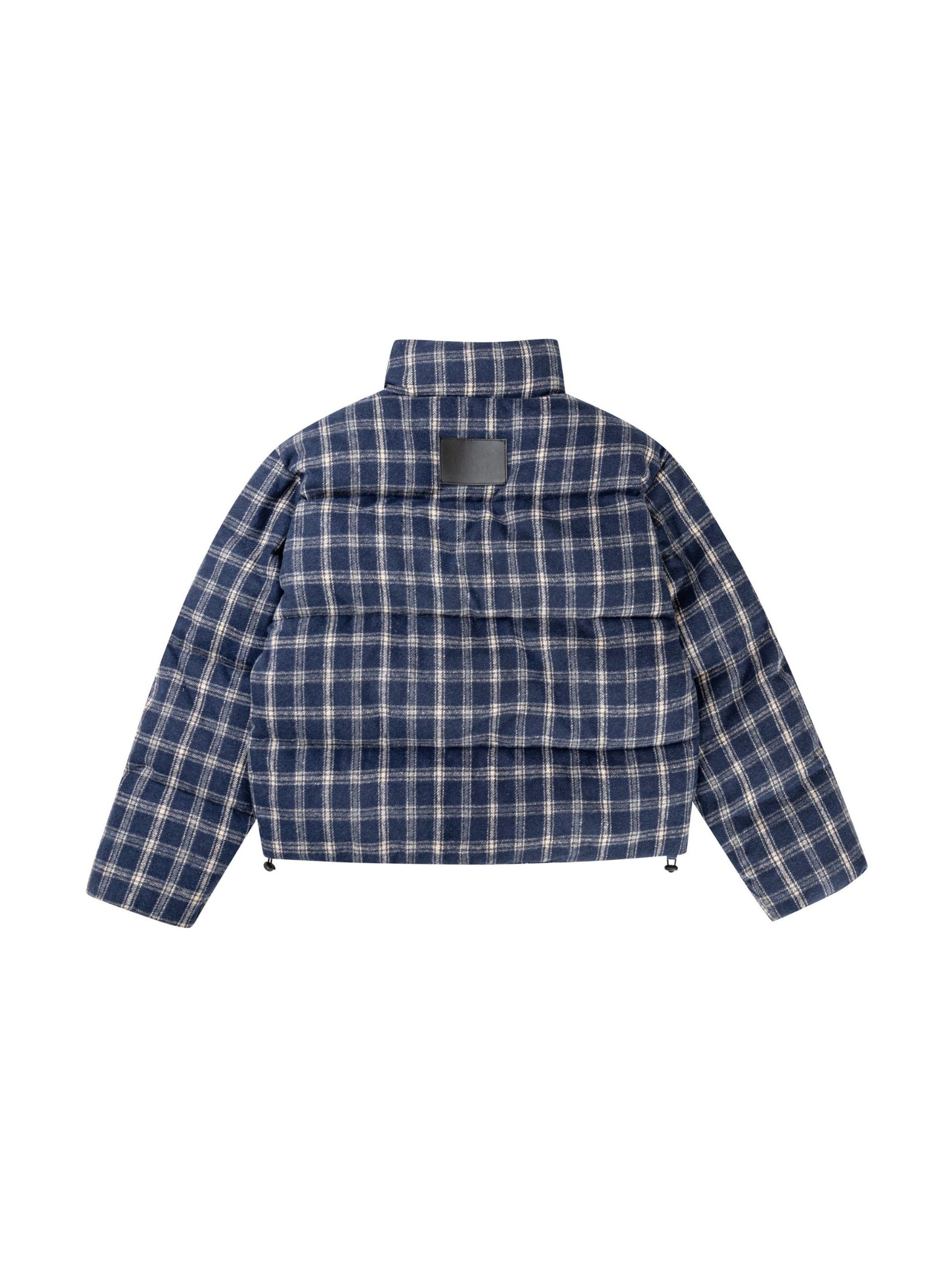 Short Plaid Puffer Jacket
