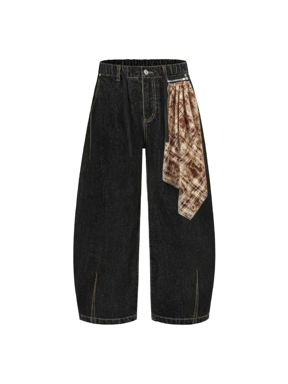 Hip-hop Detachable Square Scarf Silhouette Jeans