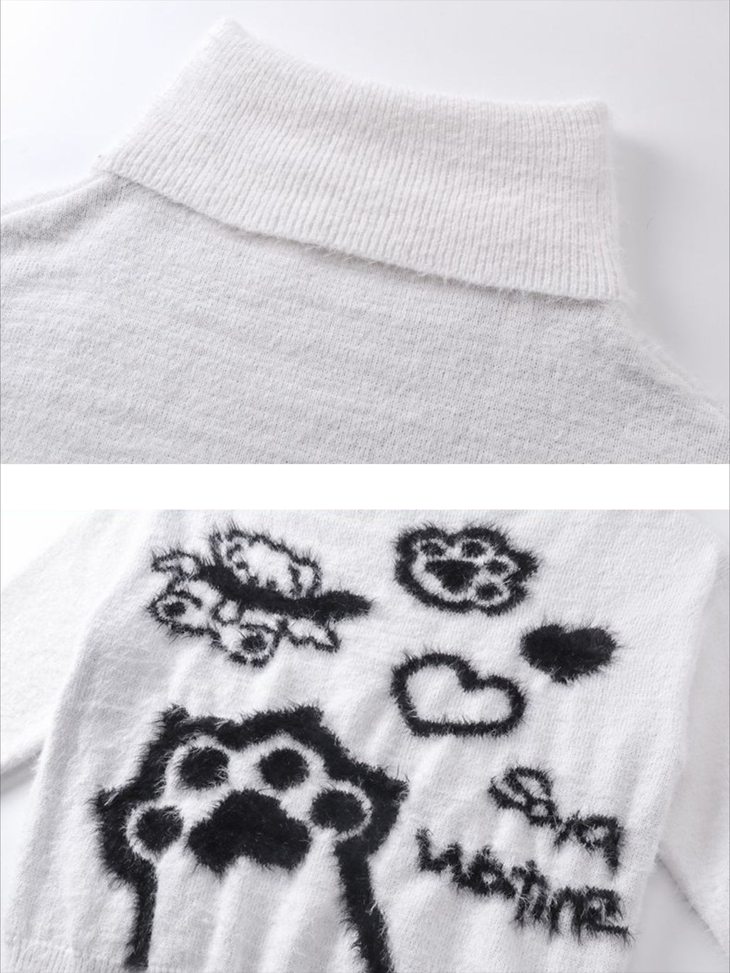 Vintage Little Bear Paw Print Painting Casual Sweater