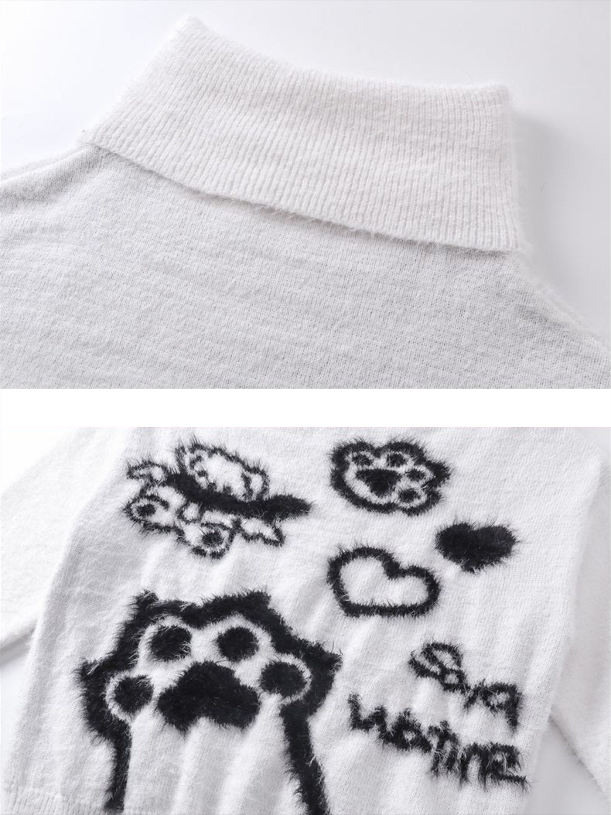 Vintage Little Bear Paw Print Painting Casual Sweater