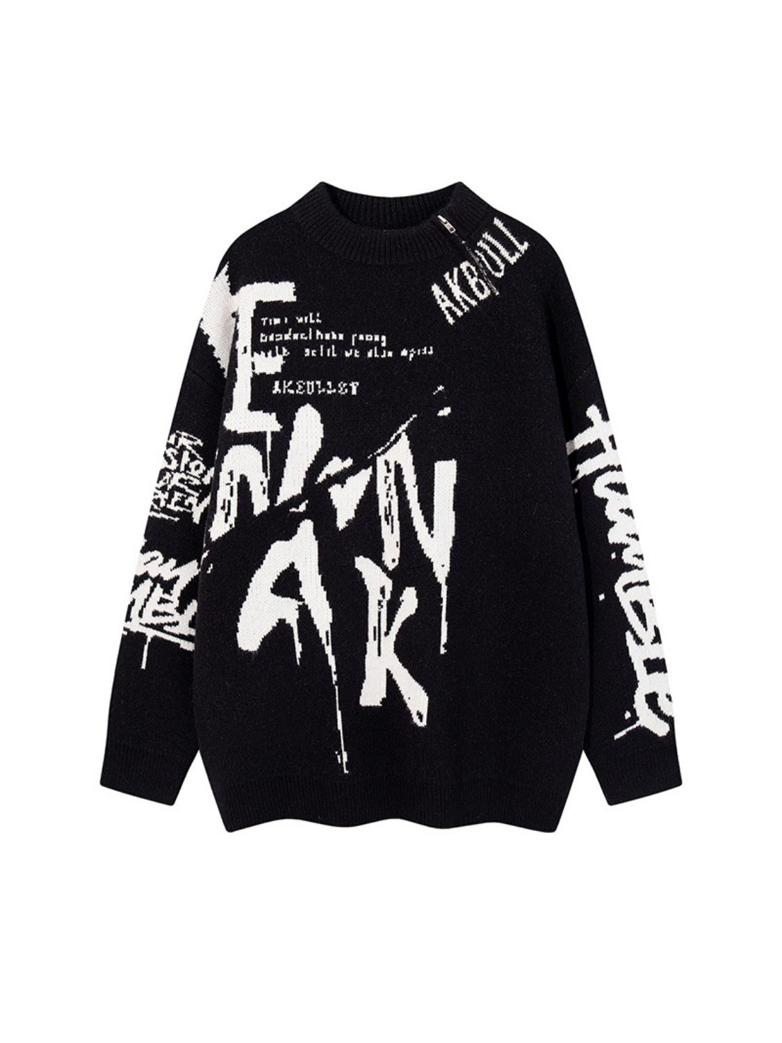 Street Letter Graffiti Jacquard Sweater