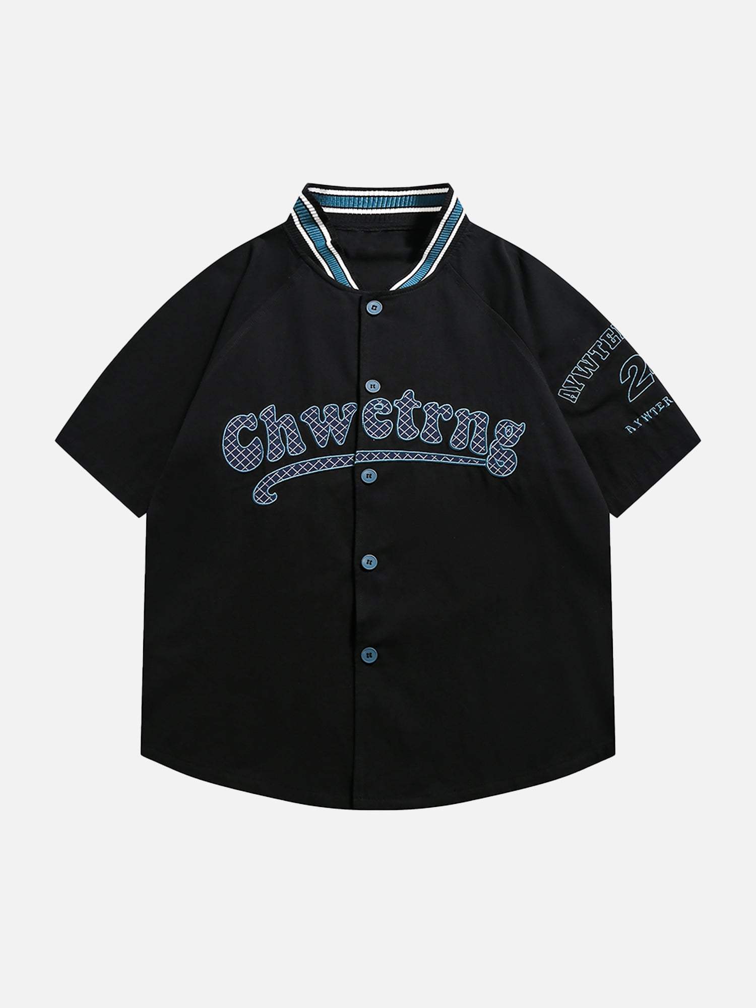Disguisen American Retro Letter Patch Short-sleeved Shirt