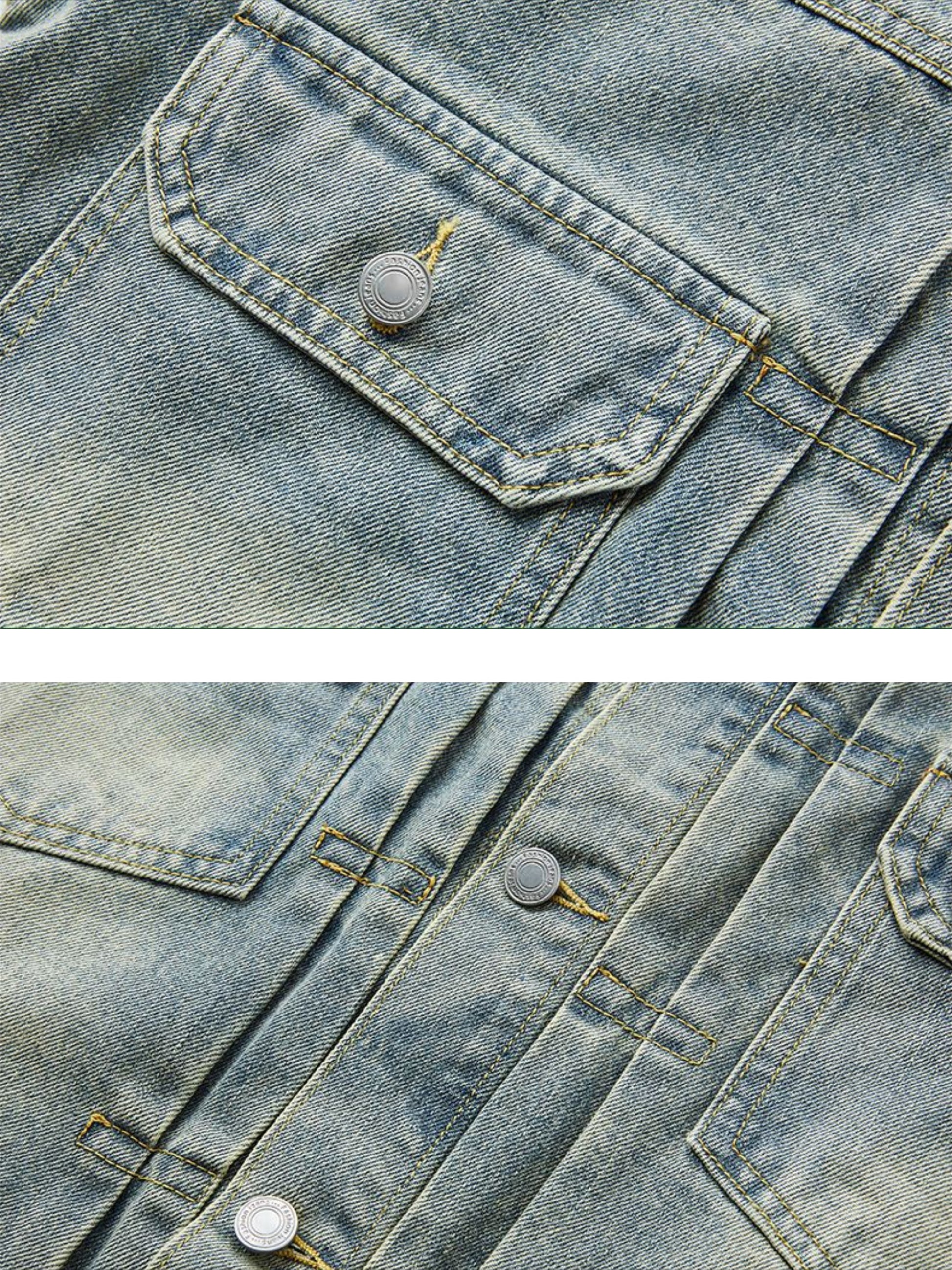Vintage Washed Worn Loose Ripped Denim Jacket