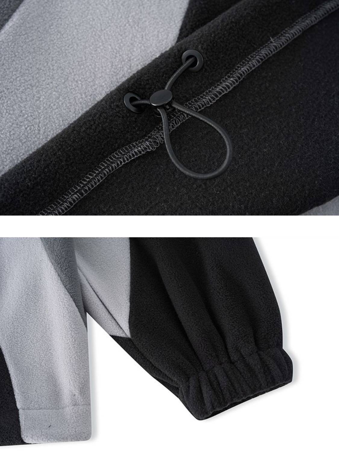 Contrast Color Panel Embroidery Hoodie