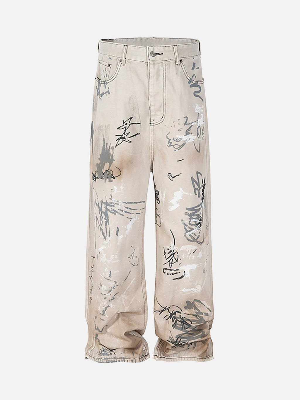 Disguisen Hand-painted Graffiti Baggy Jeans