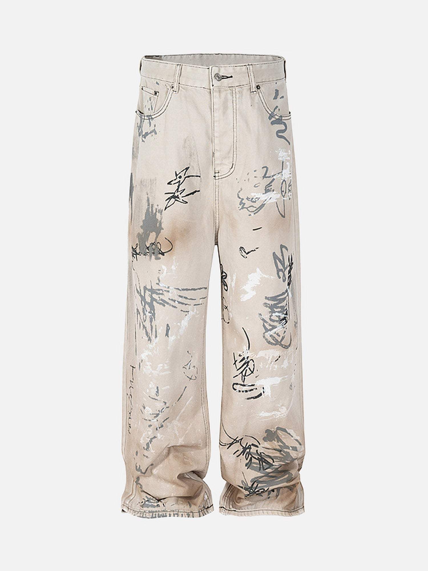 Disguisen Hand-painted Graffiti Baggy Jeans
