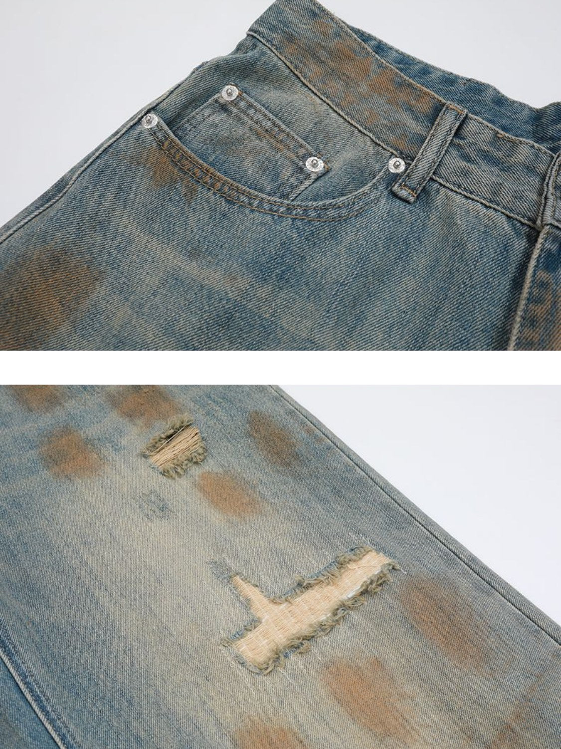 Vintage Graffiti Washed Distressed Jeans