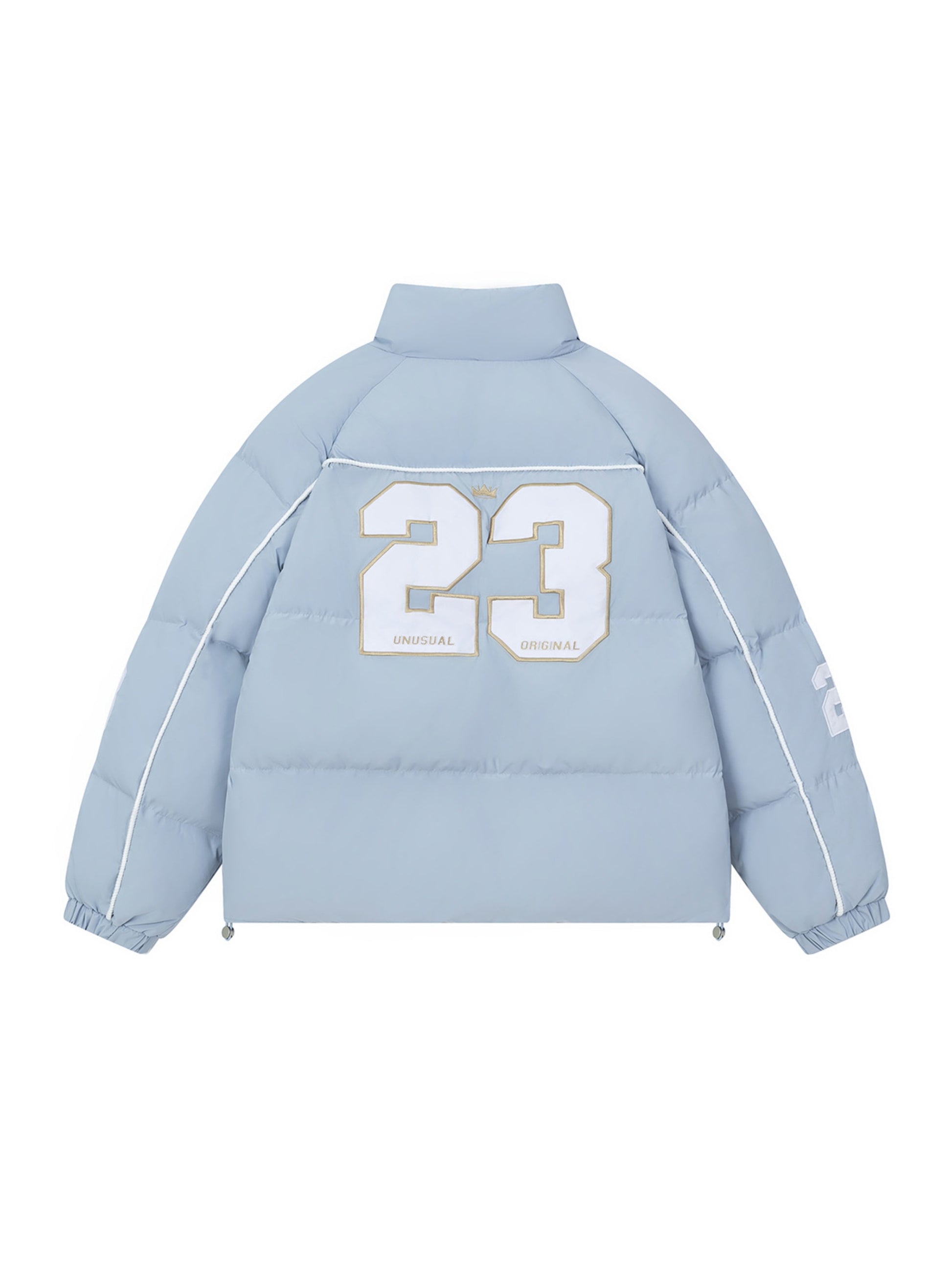 Vintage Alphabet Embroidery Zip-Up Coat