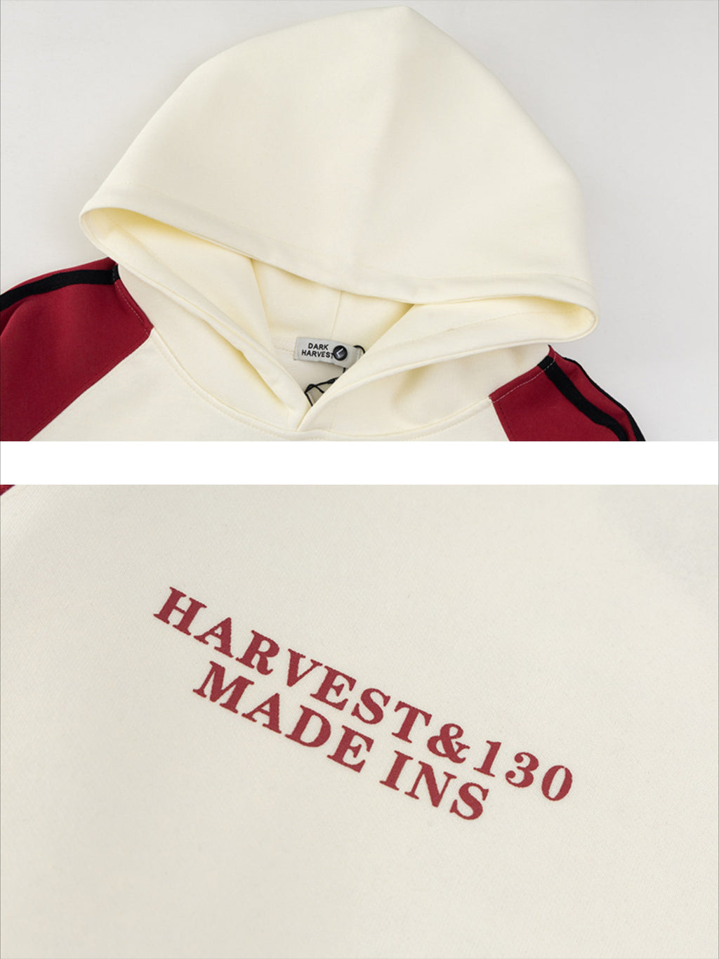 Vintage Letter Stripe Splicing Hoodie