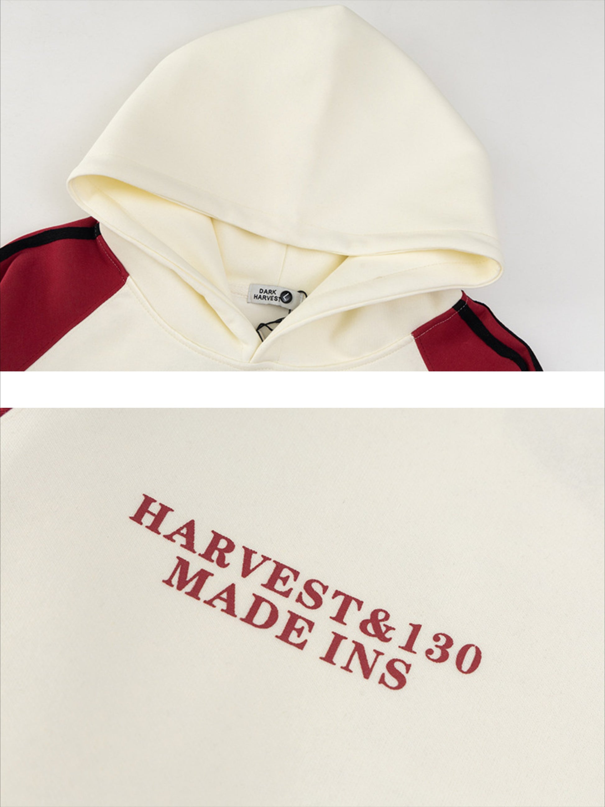 Vintage Letter Stripe Splicing Hoodie