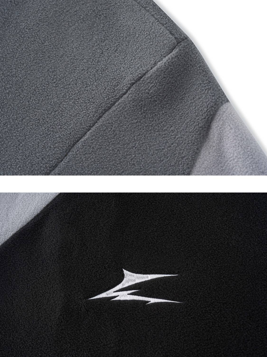 Contrast Color Panel Embroidery Hoodie