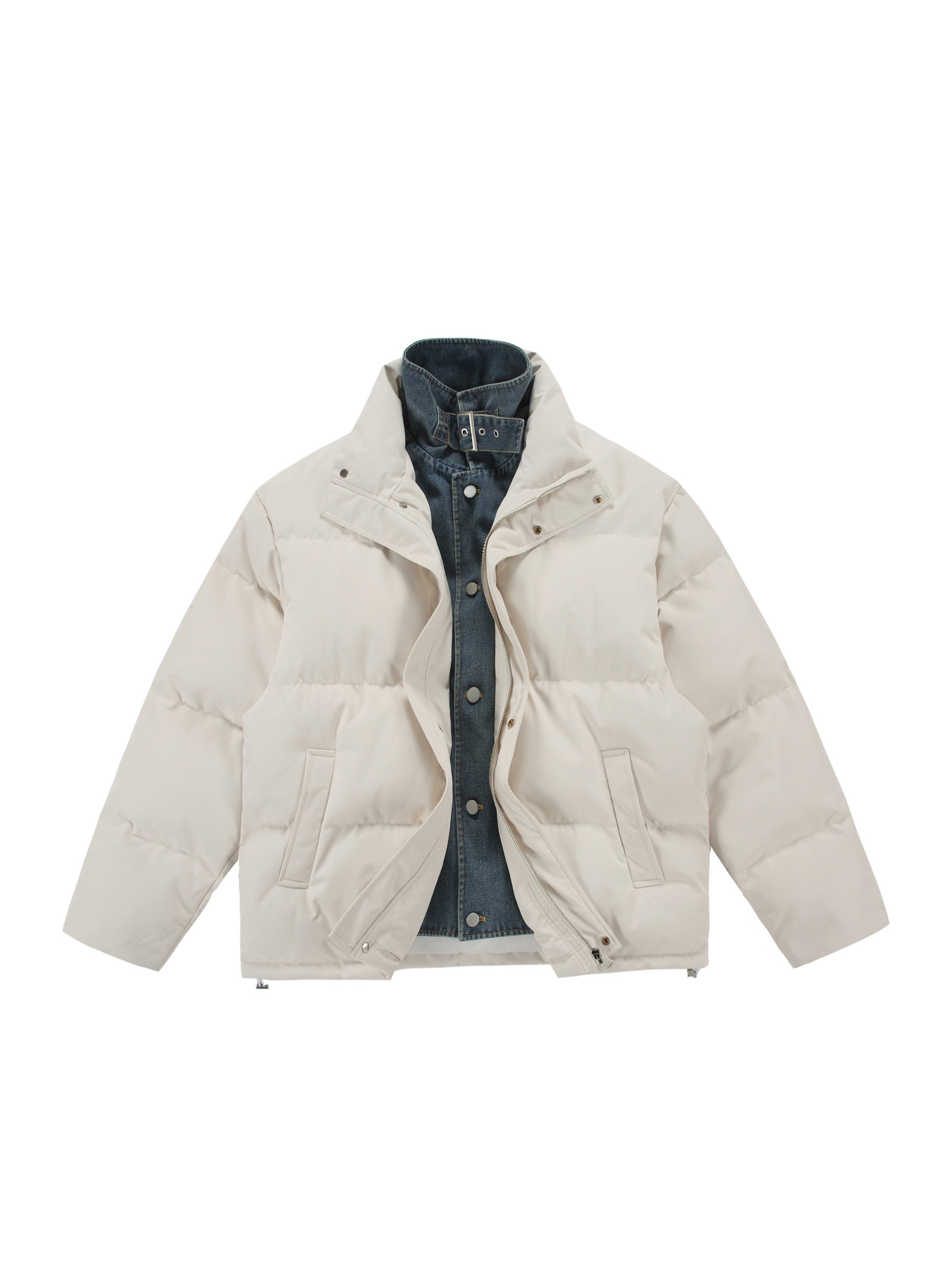 Vintage Fake Two-Piece Denim Patchwork Coat