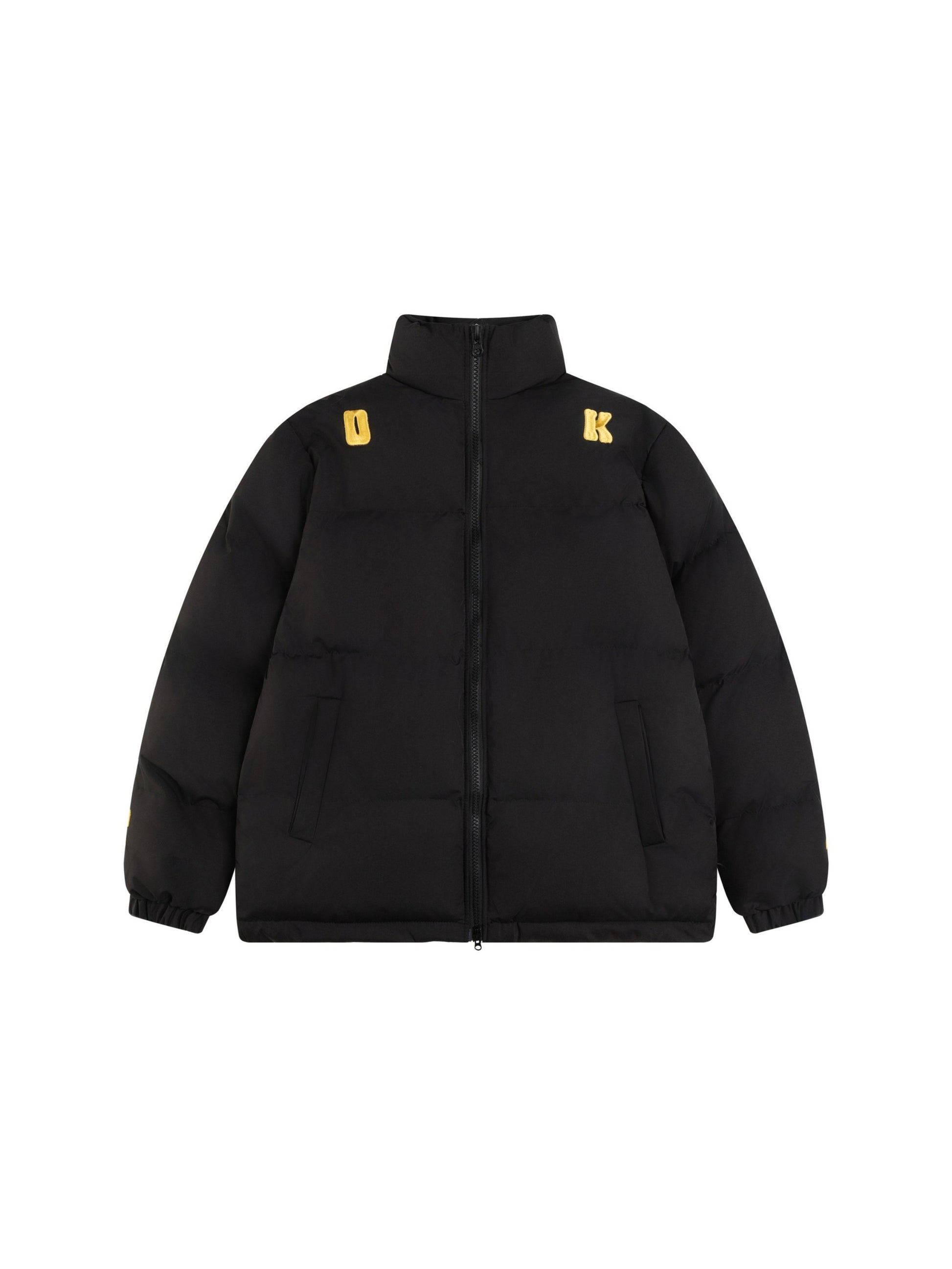 Lettering Embroidered Stand Collar Coat