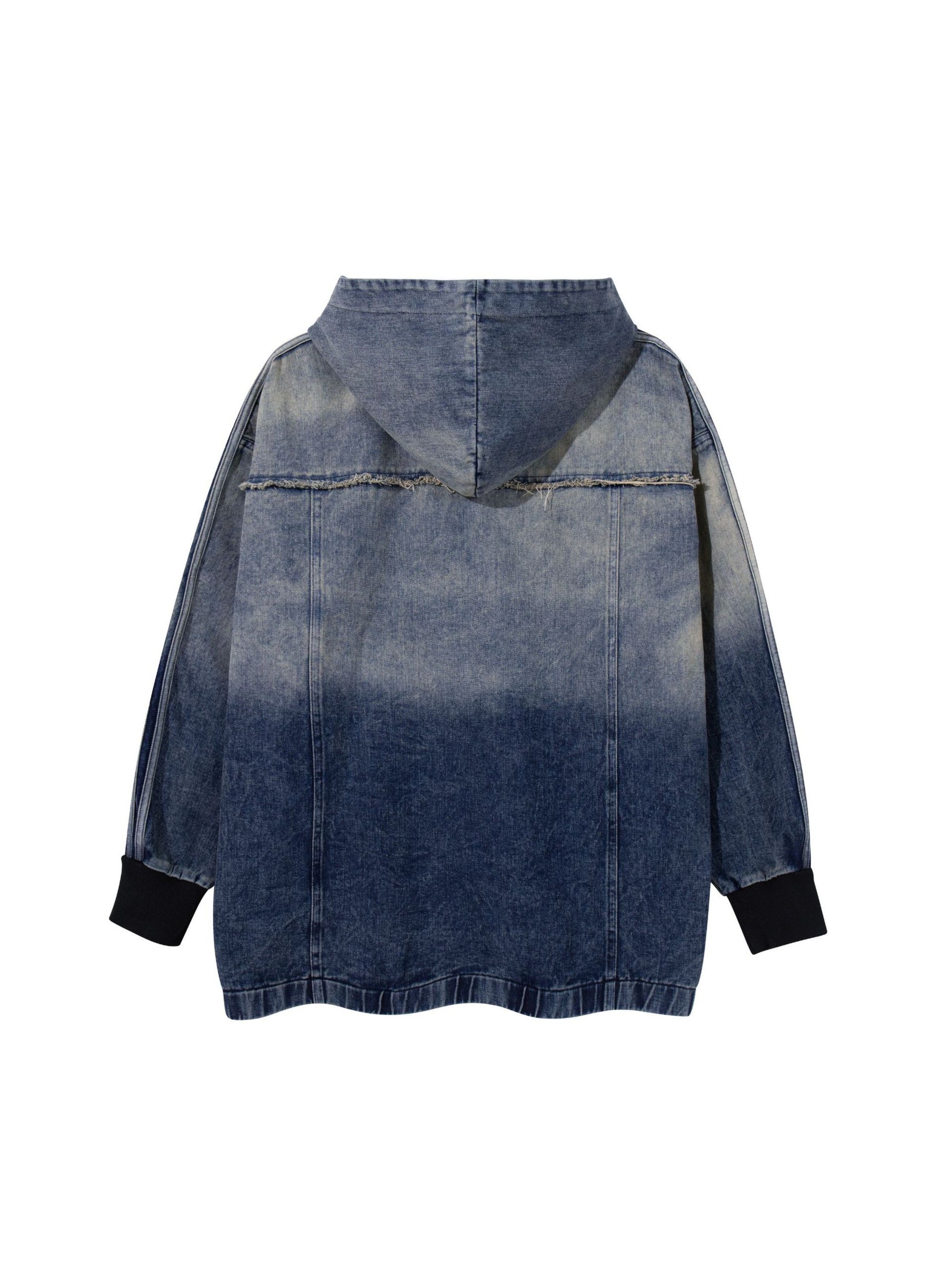 Vintage Washed Gradient Denim Hoodie