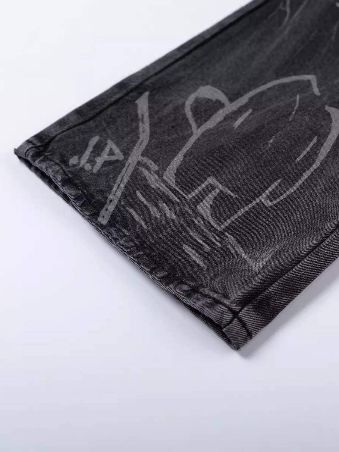 Vintage Graffiti Print Jeans