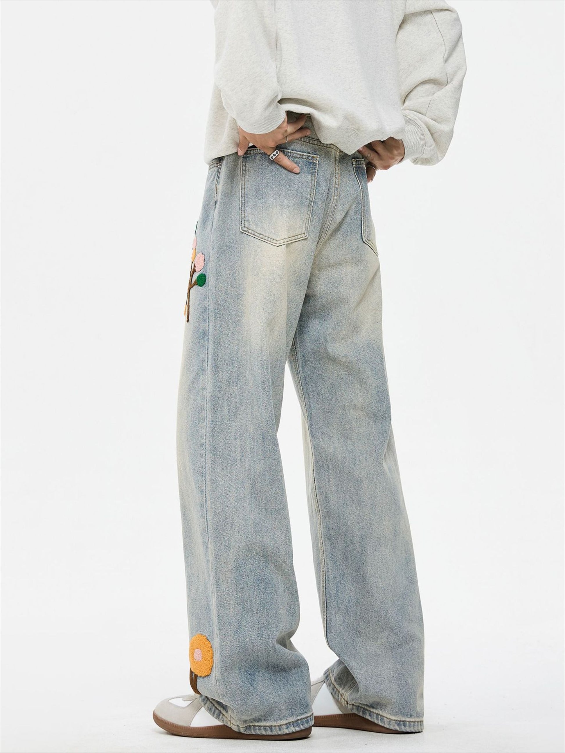 Vintage Floral Towel Embroidered Jeans