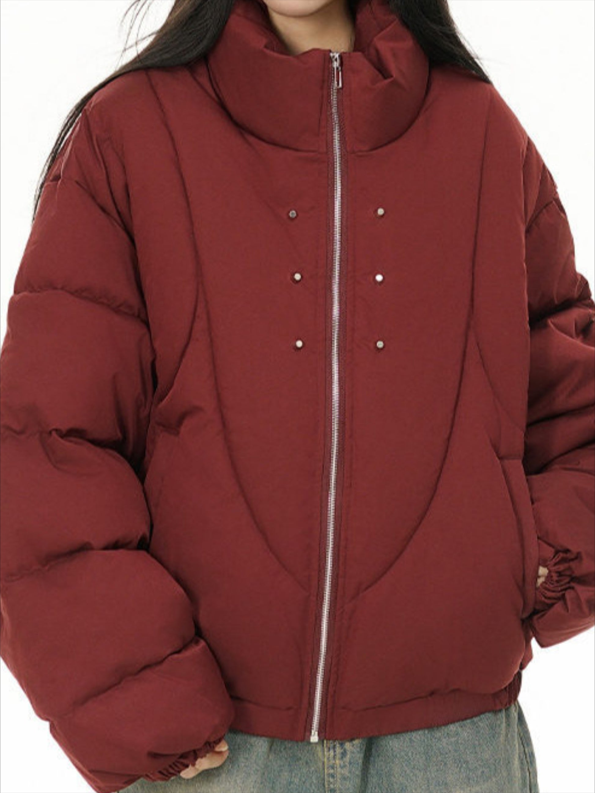 Rivet Zipper Waterproof Coat