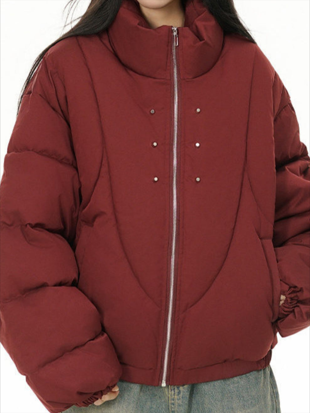 Rivet Zipper Waterproof Coat