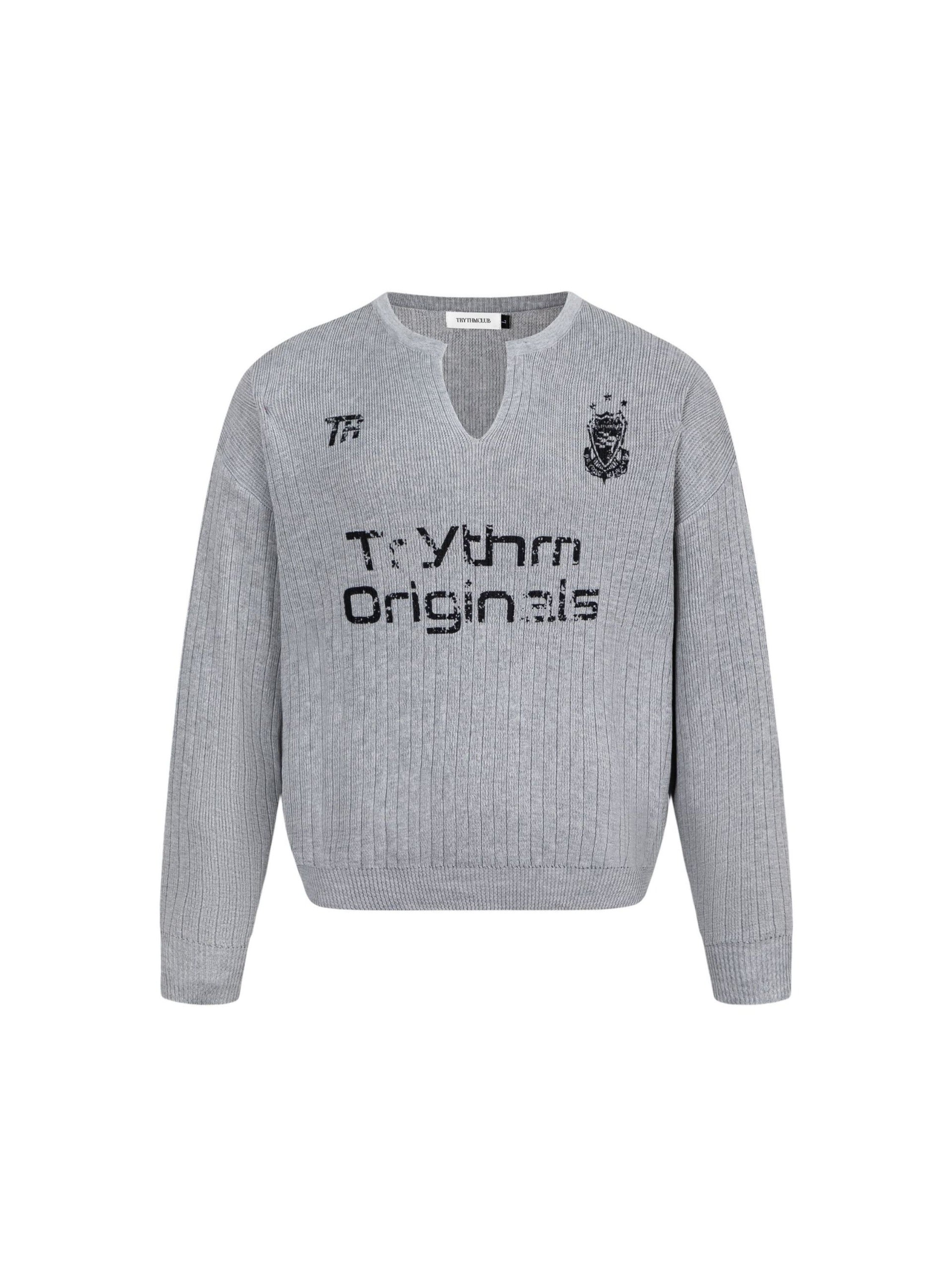 Vintage Letter Small V-neck Sweater