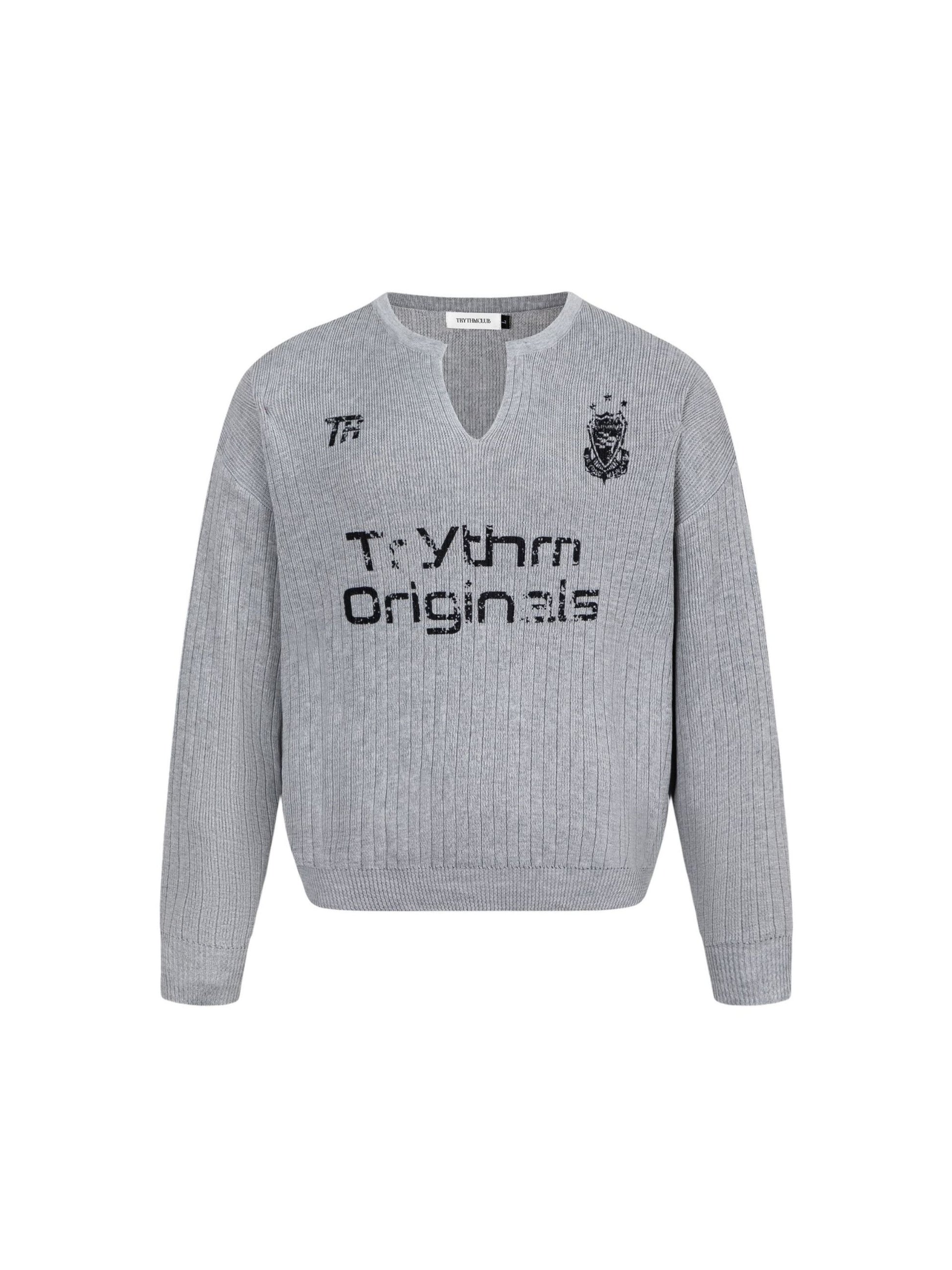 Vintage Letter Small V-neck Sweater
