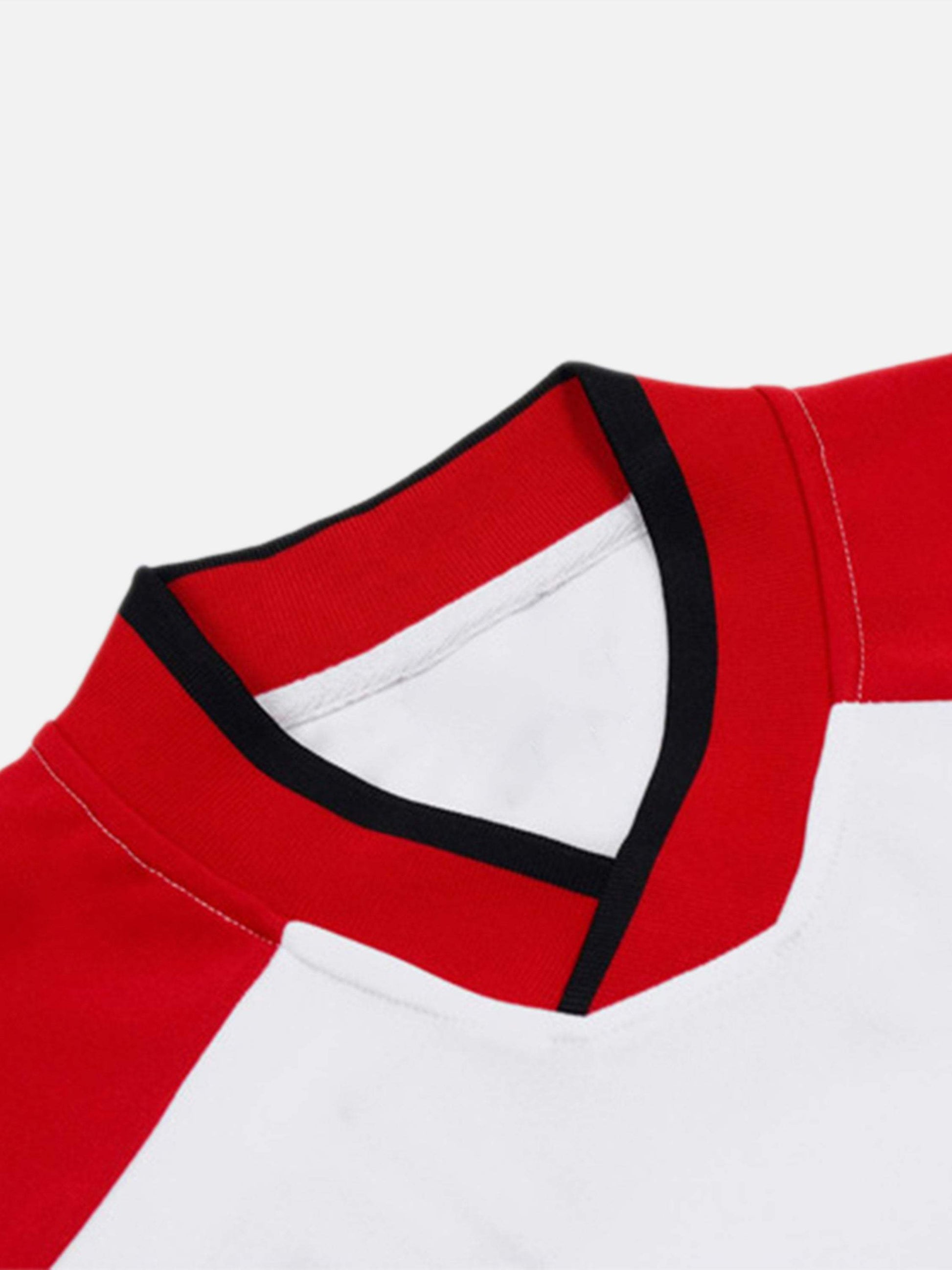 Disguisen V-neck Digital Fabric Embroidered Long Sleeve Sweatshirt