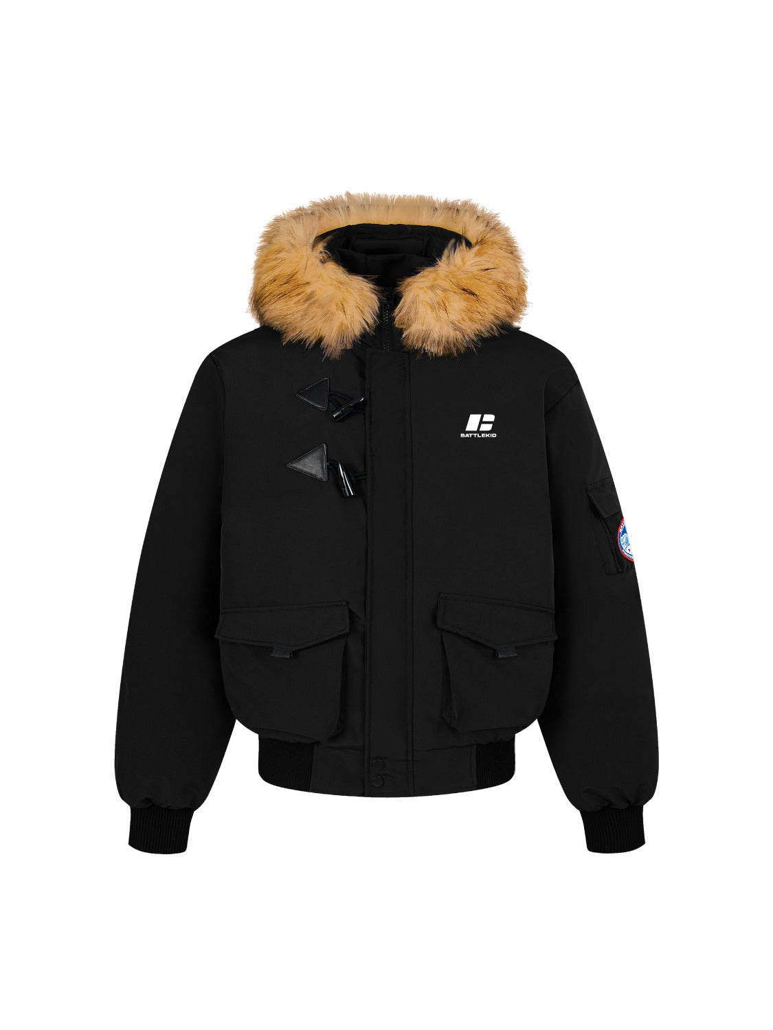 Academic Style Fur collar Bullhorn Buckle Jacket