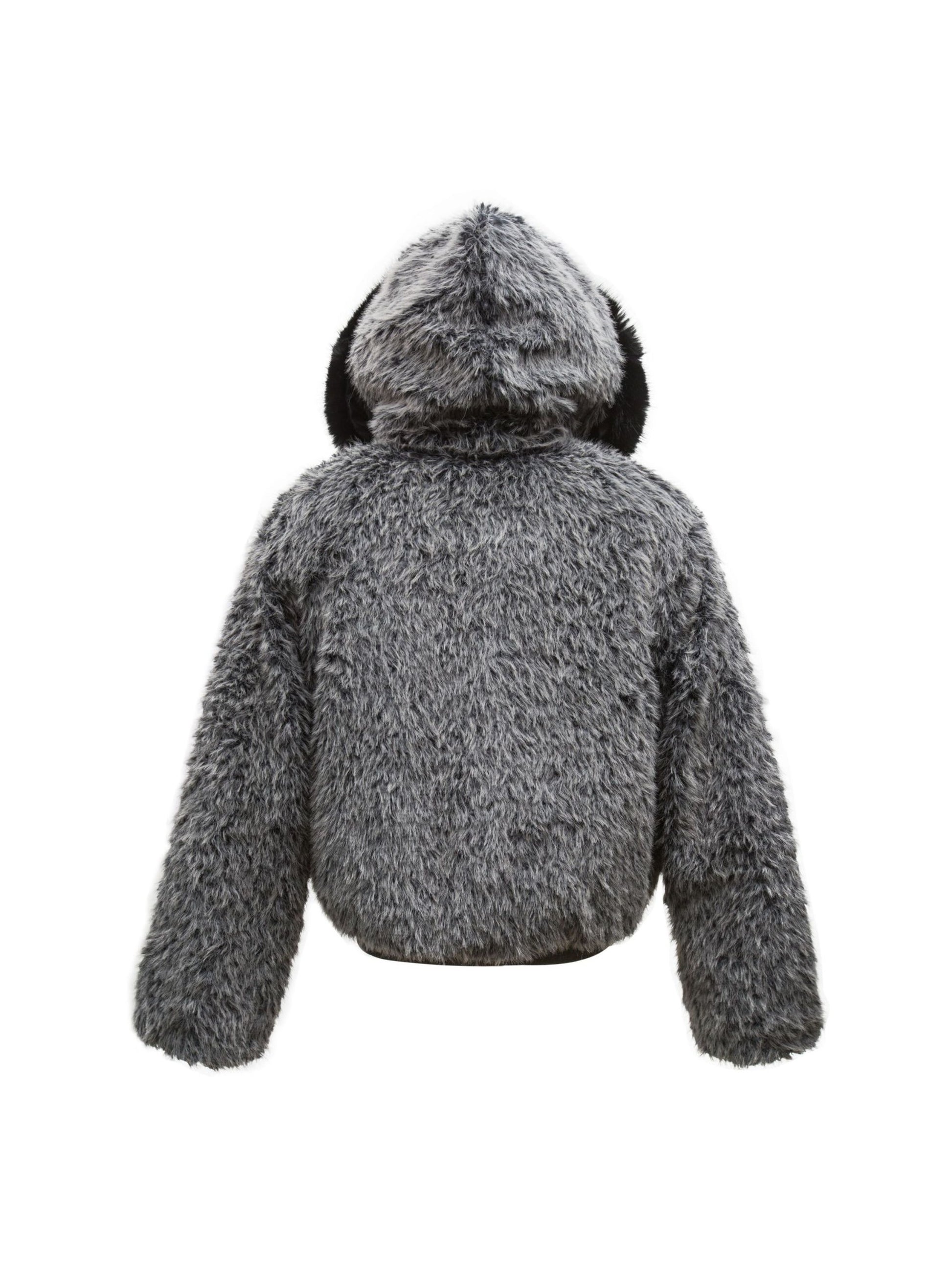 Fur Collar Plush Quilted Hooded Jacket