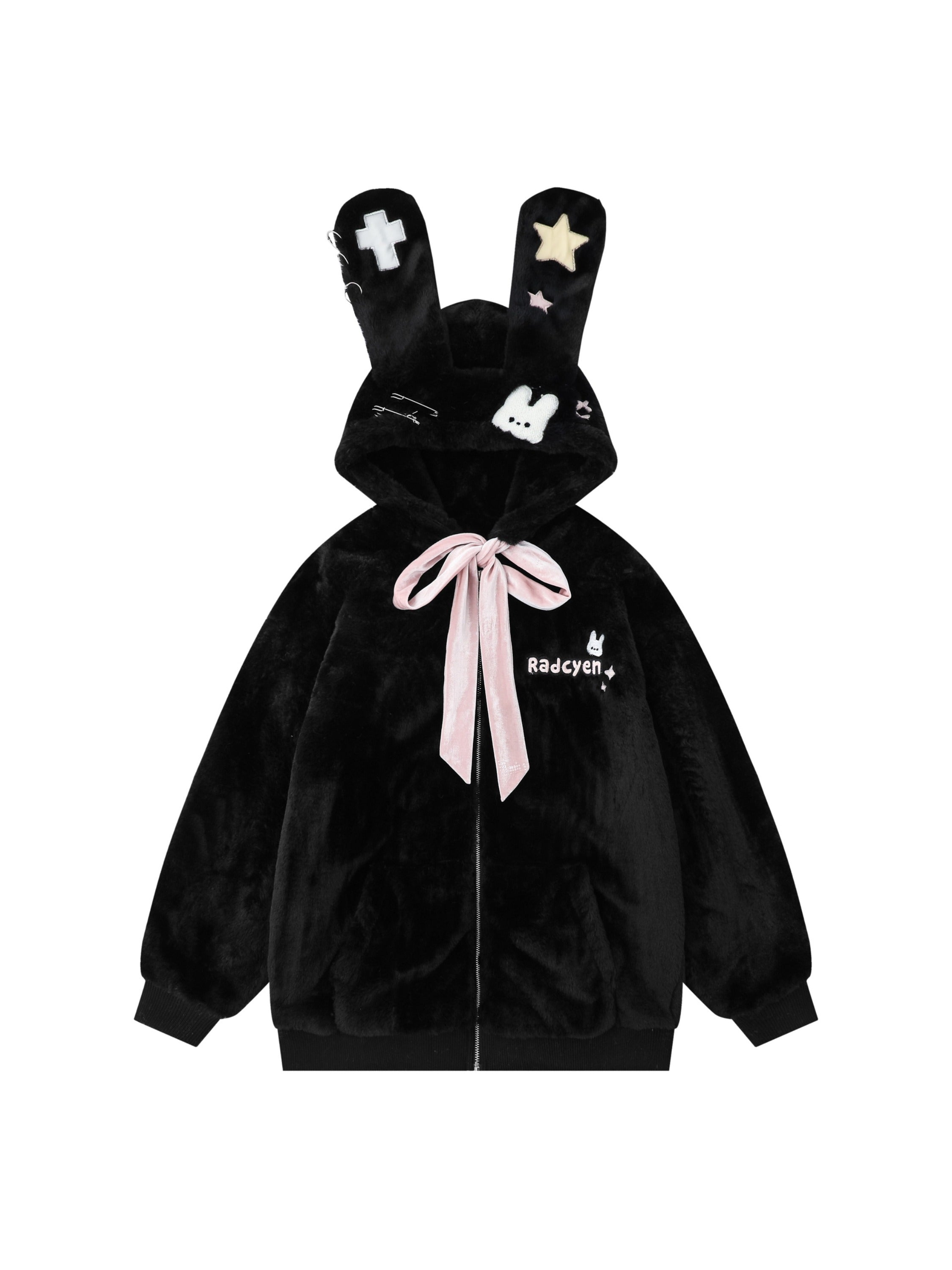 Bunny Ears Plush Hooded Jacket
