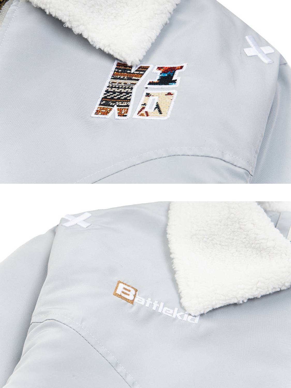 Splicing Embroidery Lamb Wool Flight Jacket