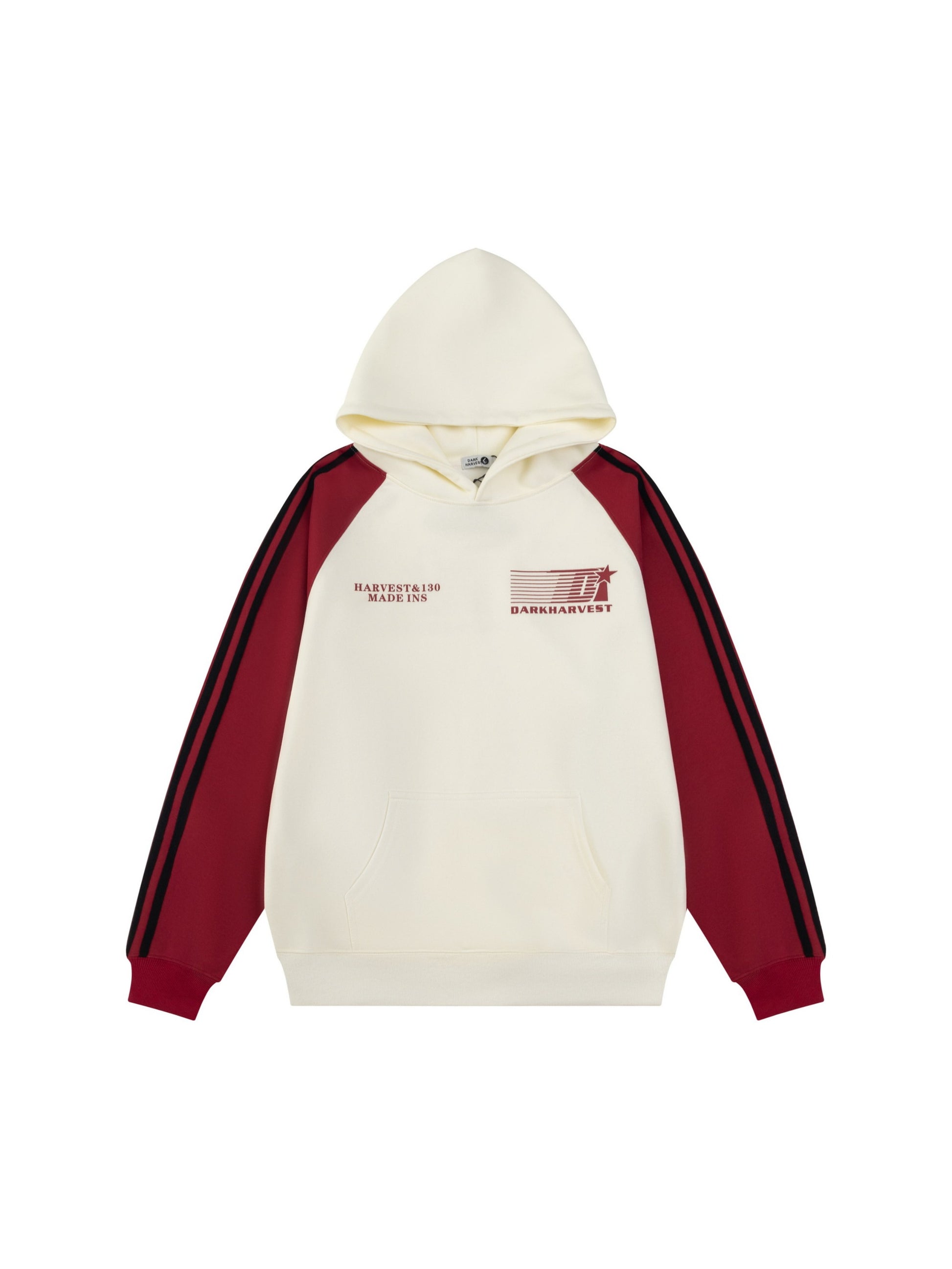 Vintage Letter Stripe Splicing Hoodie