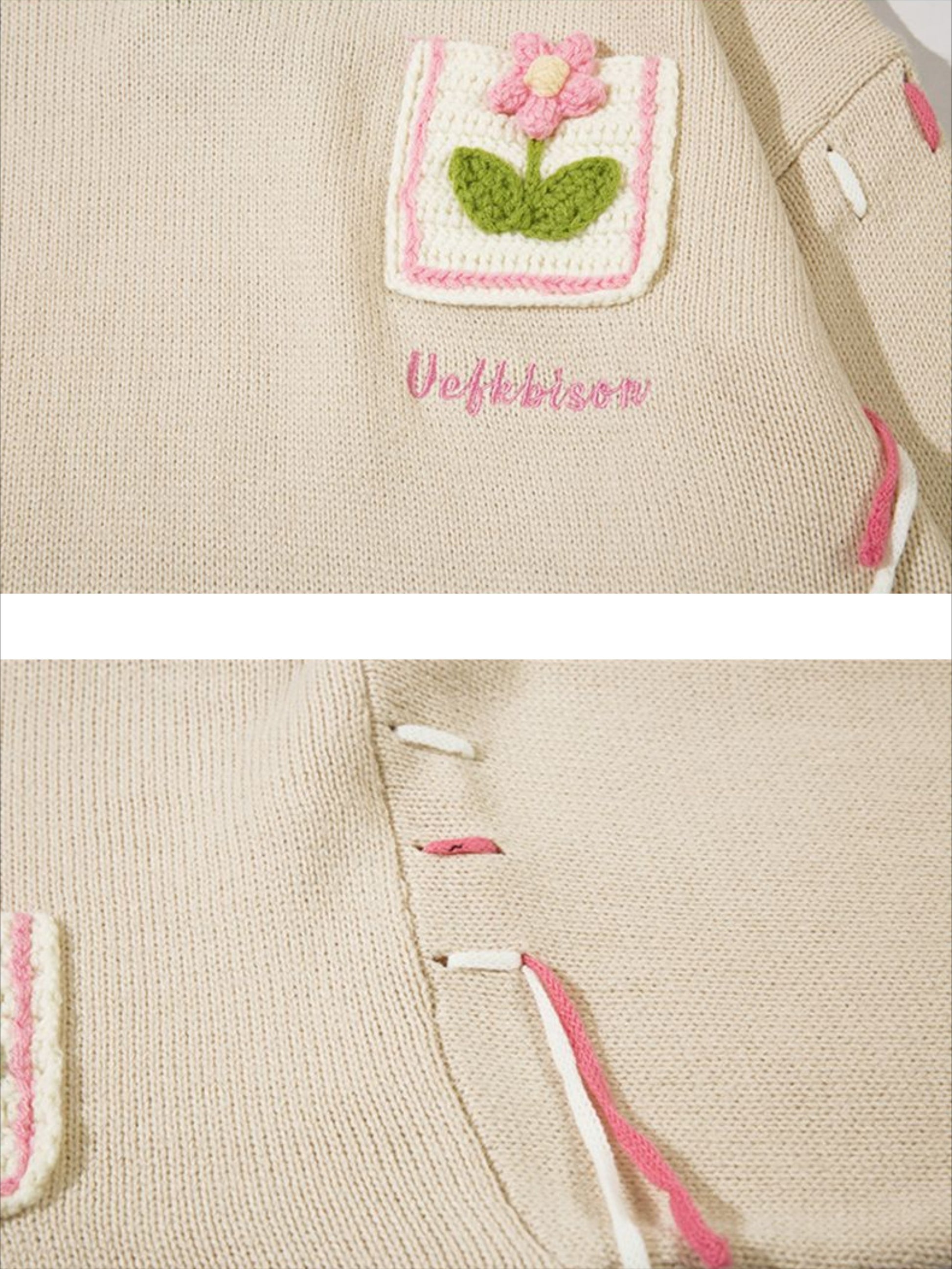 Floral Embroidered Crew Neck Sweater