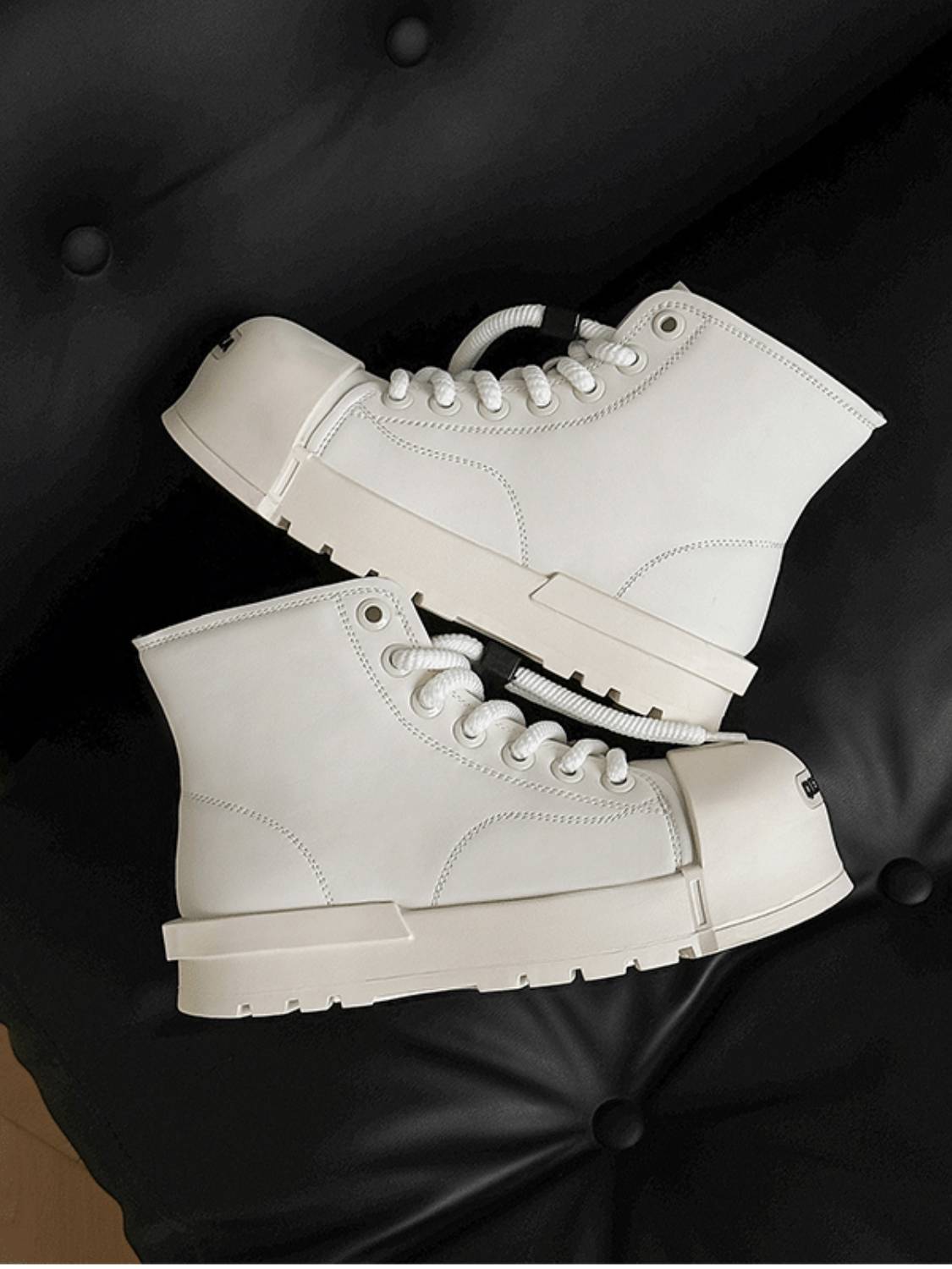 Big Toe Leather Patchwork High Top Shoes