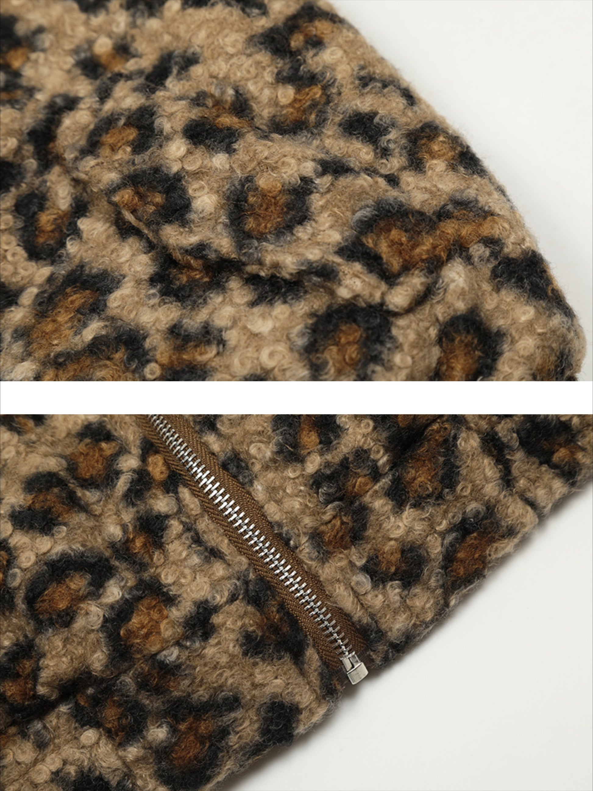 Vinatge Leopard Short Plus Fleece coat