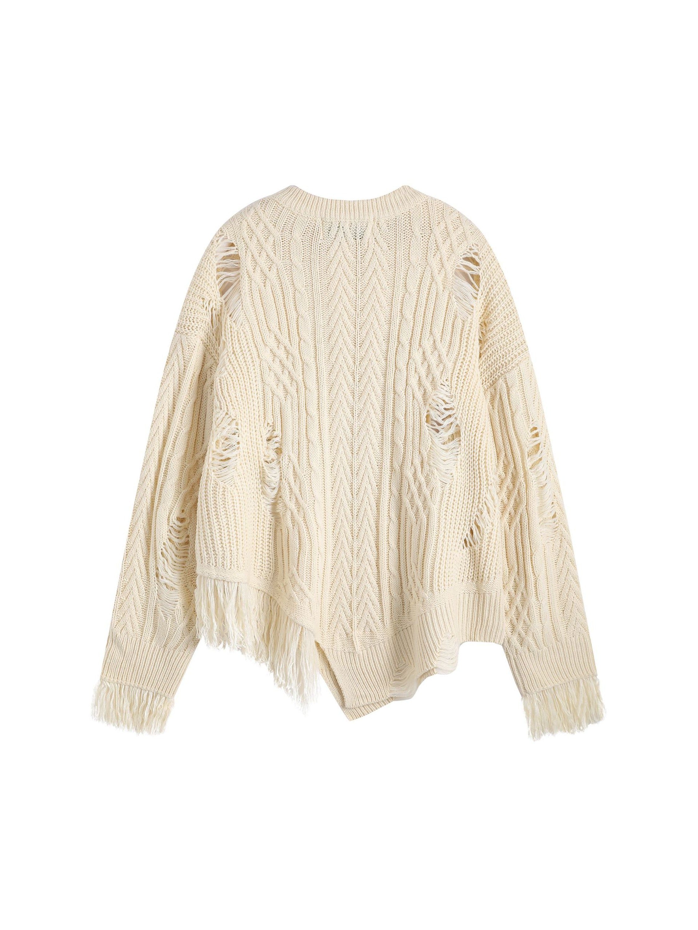 Vintage Irregular Ripped Braided Hops Sweater