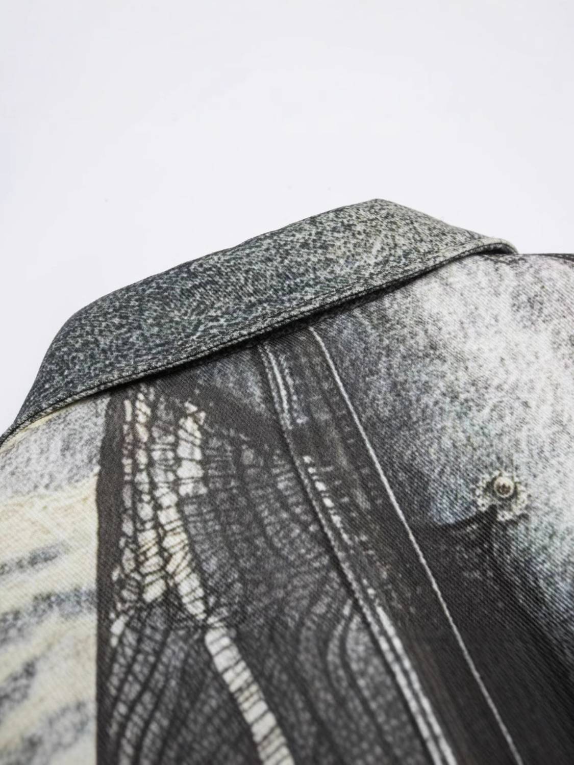 Washed 3D Jewel Print Denim Jacket