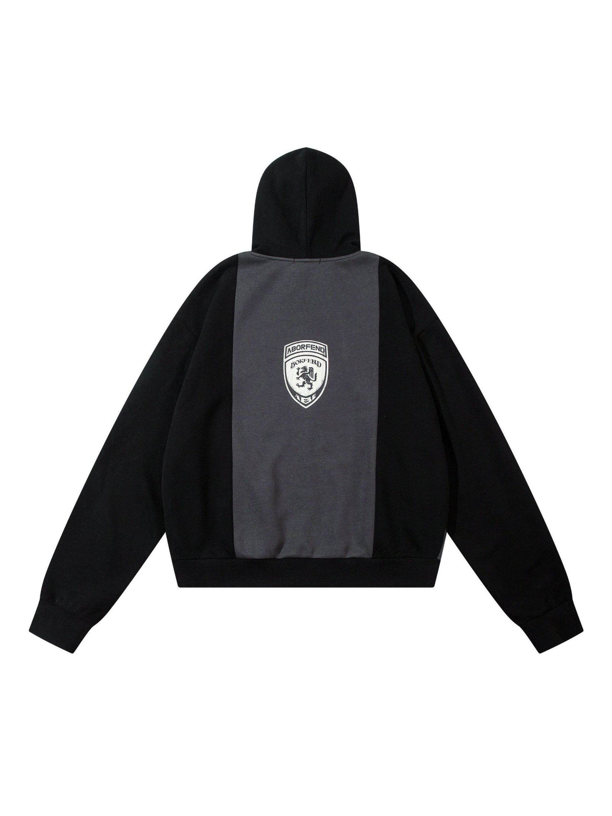 Academic Style Assembled Color Blocking Hoodie