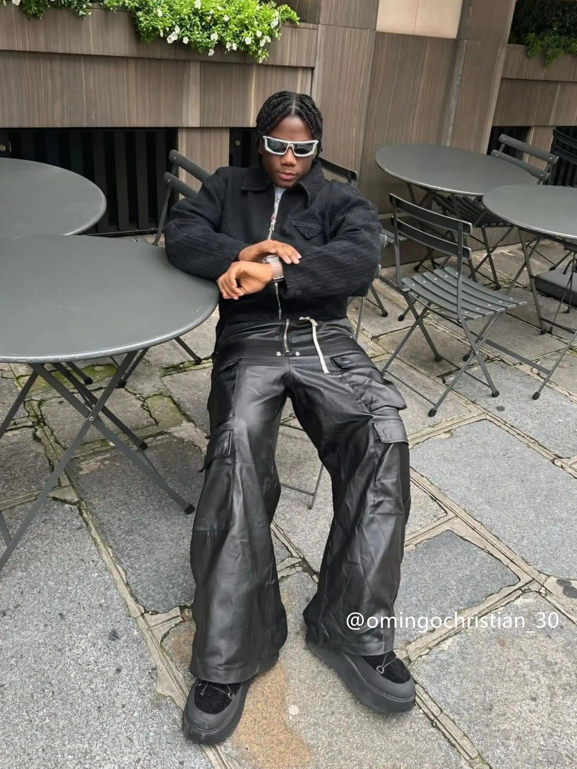 Layered Three-dimensional Pocket Wide-leg Flared Pants-4545