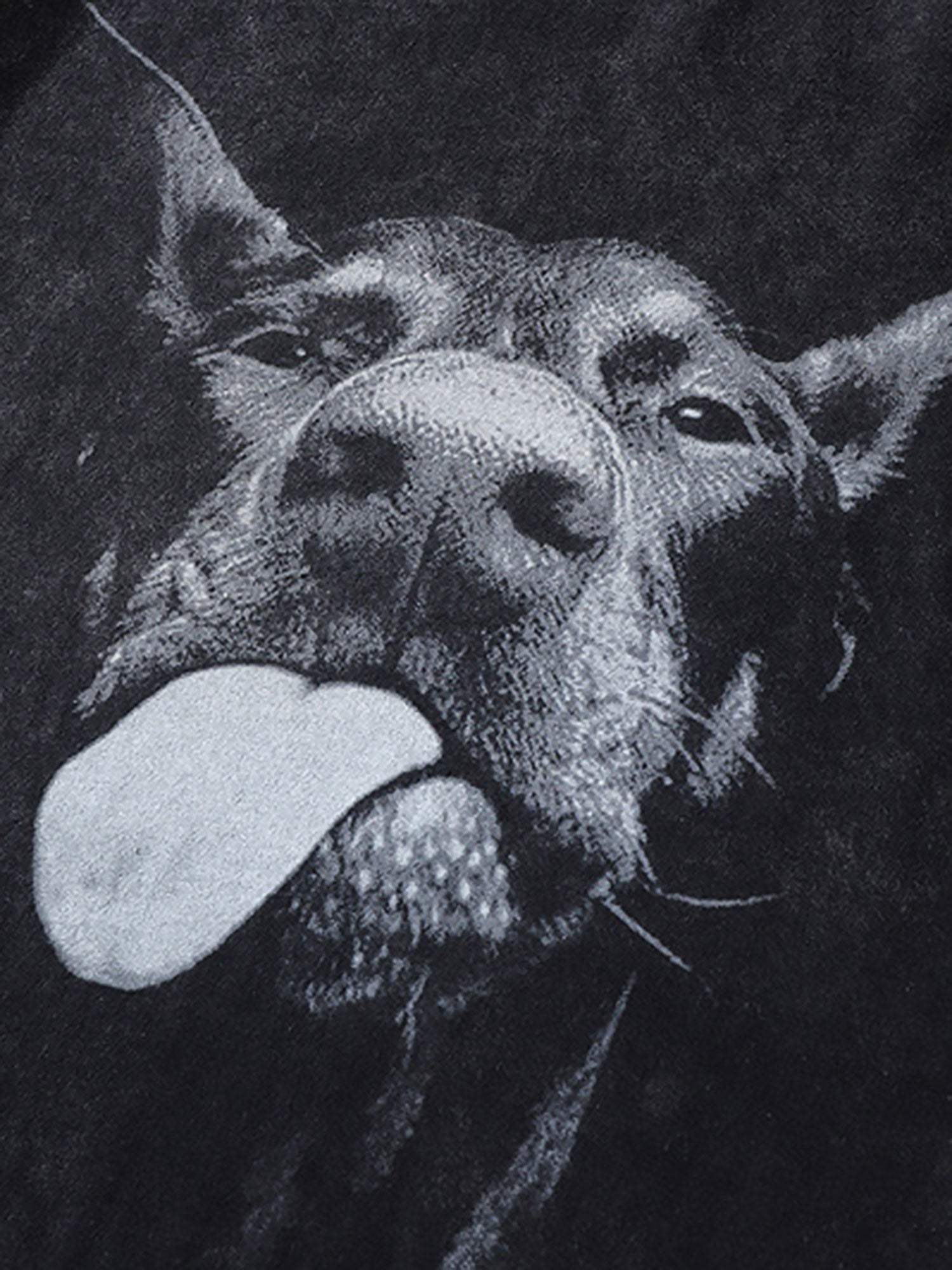 Disguisen Retro Hip-hop Doberman Print T-shirt