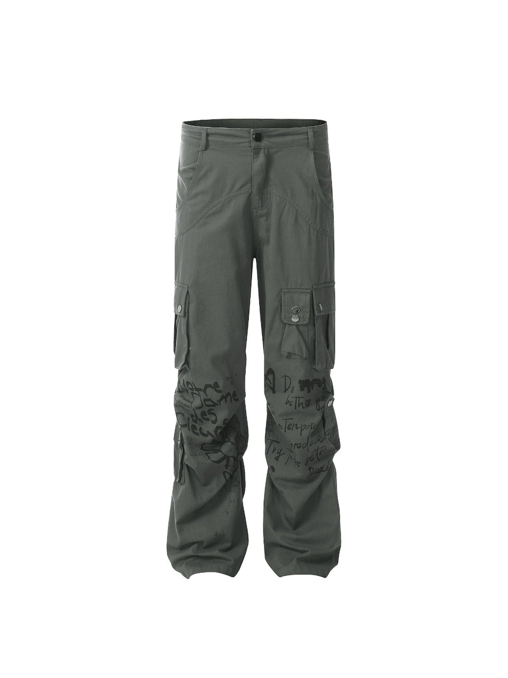 Vintage Water-Slurry Print Cargo Pants