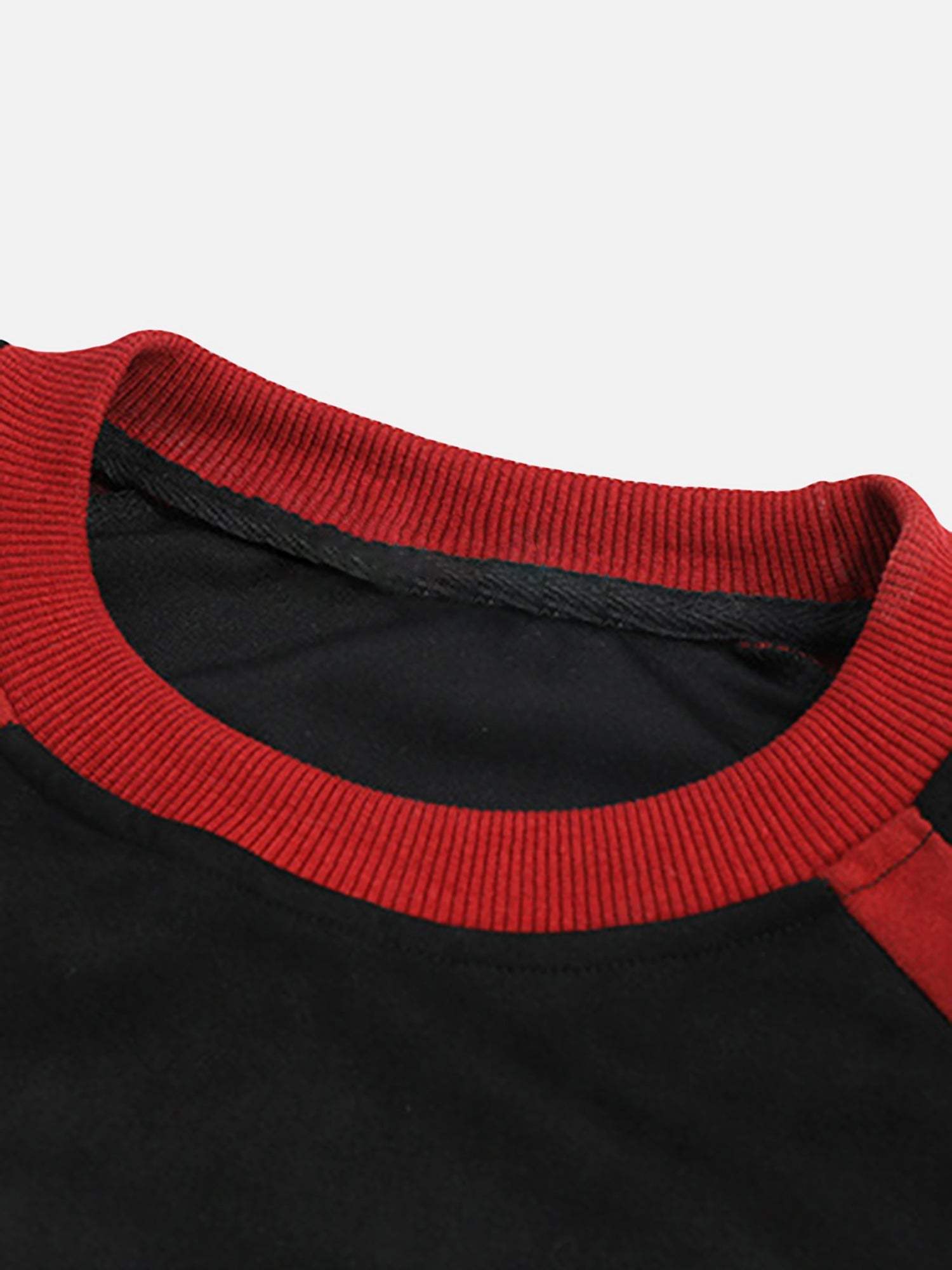 Disguisen Patchwork Contrasting Two-tone Raglan Embroidered Sweatshirt