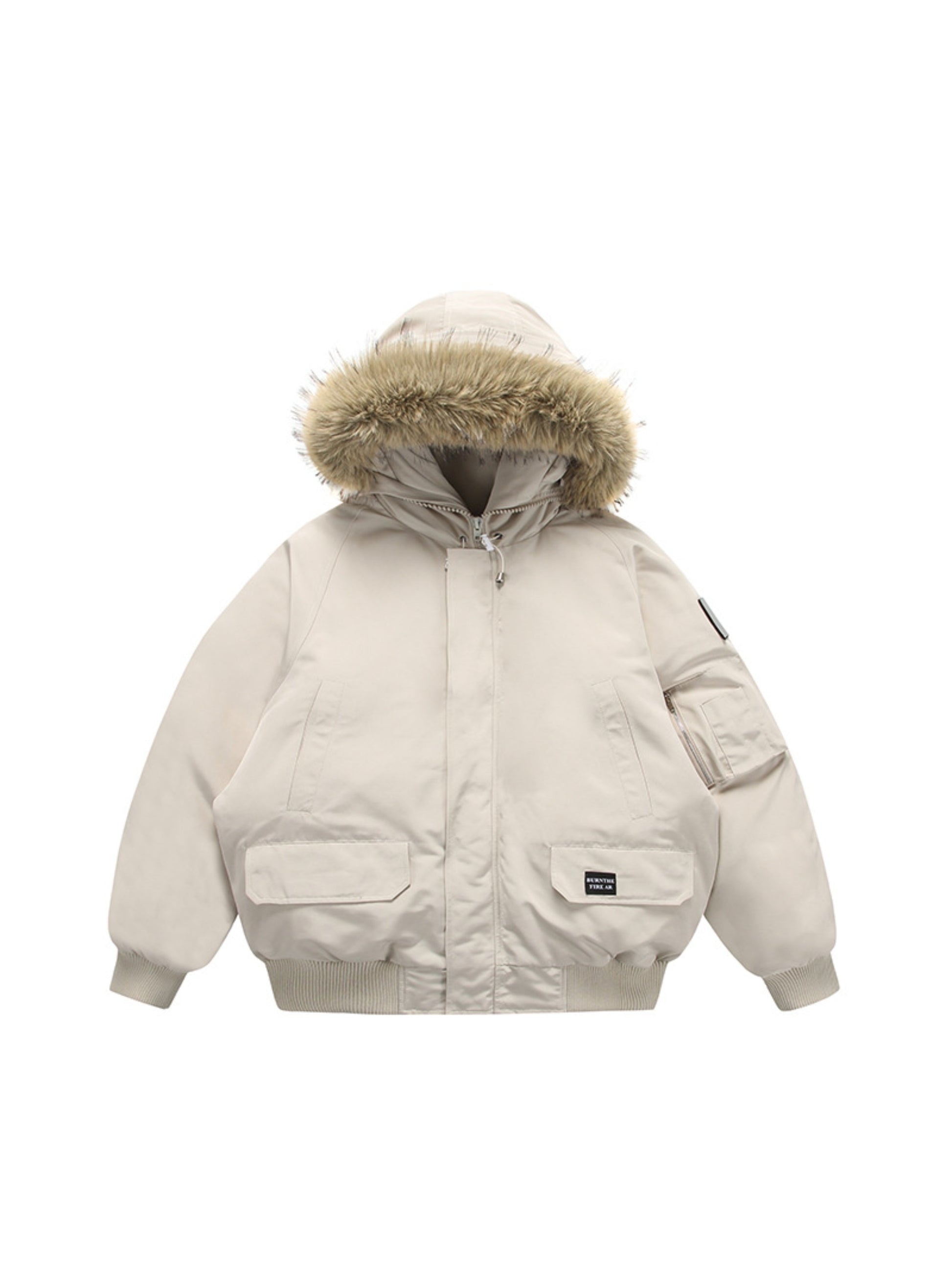 Retro Simple Fur Collar Parka Coat