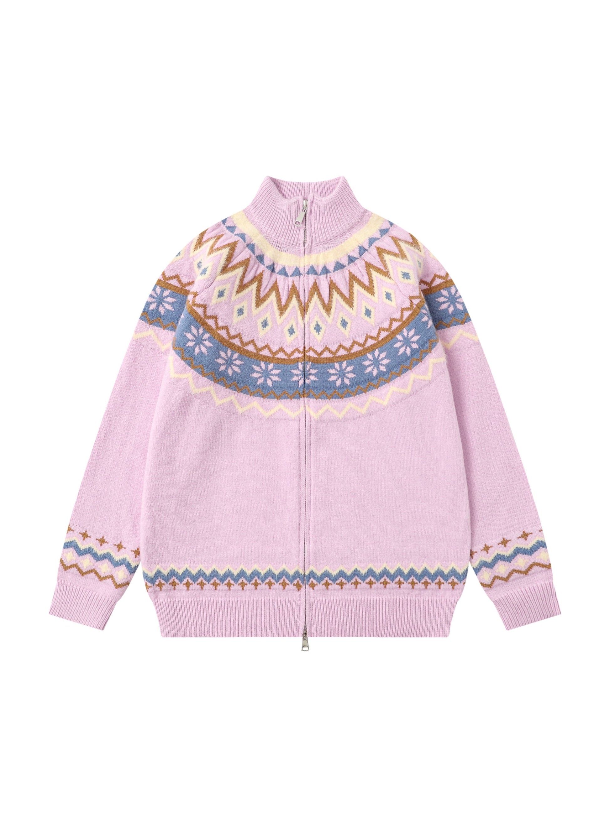 High-neck knitwear Diamond Weave Jacquard Sweater