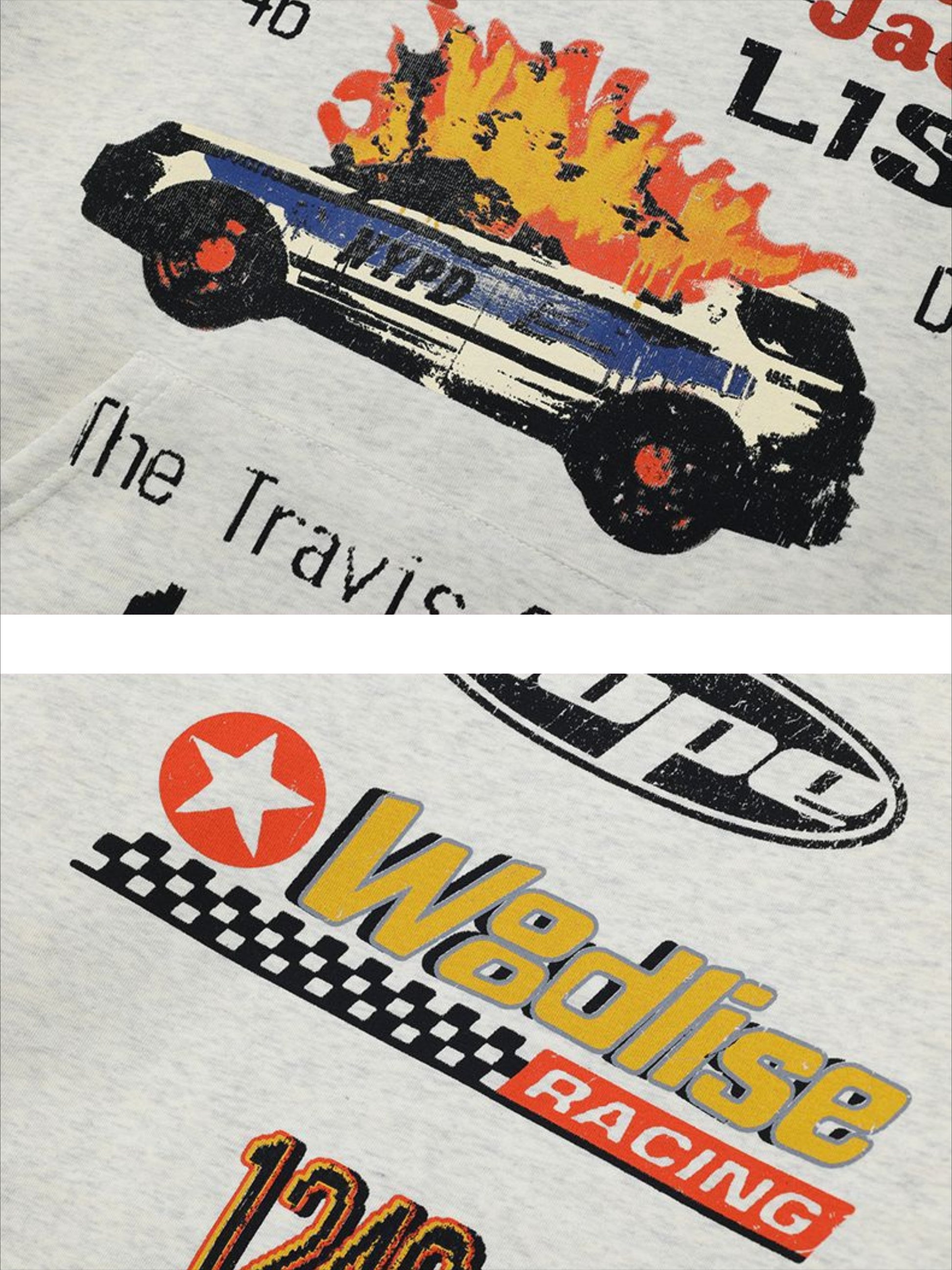 Car Explosion Letters Print Hoodie