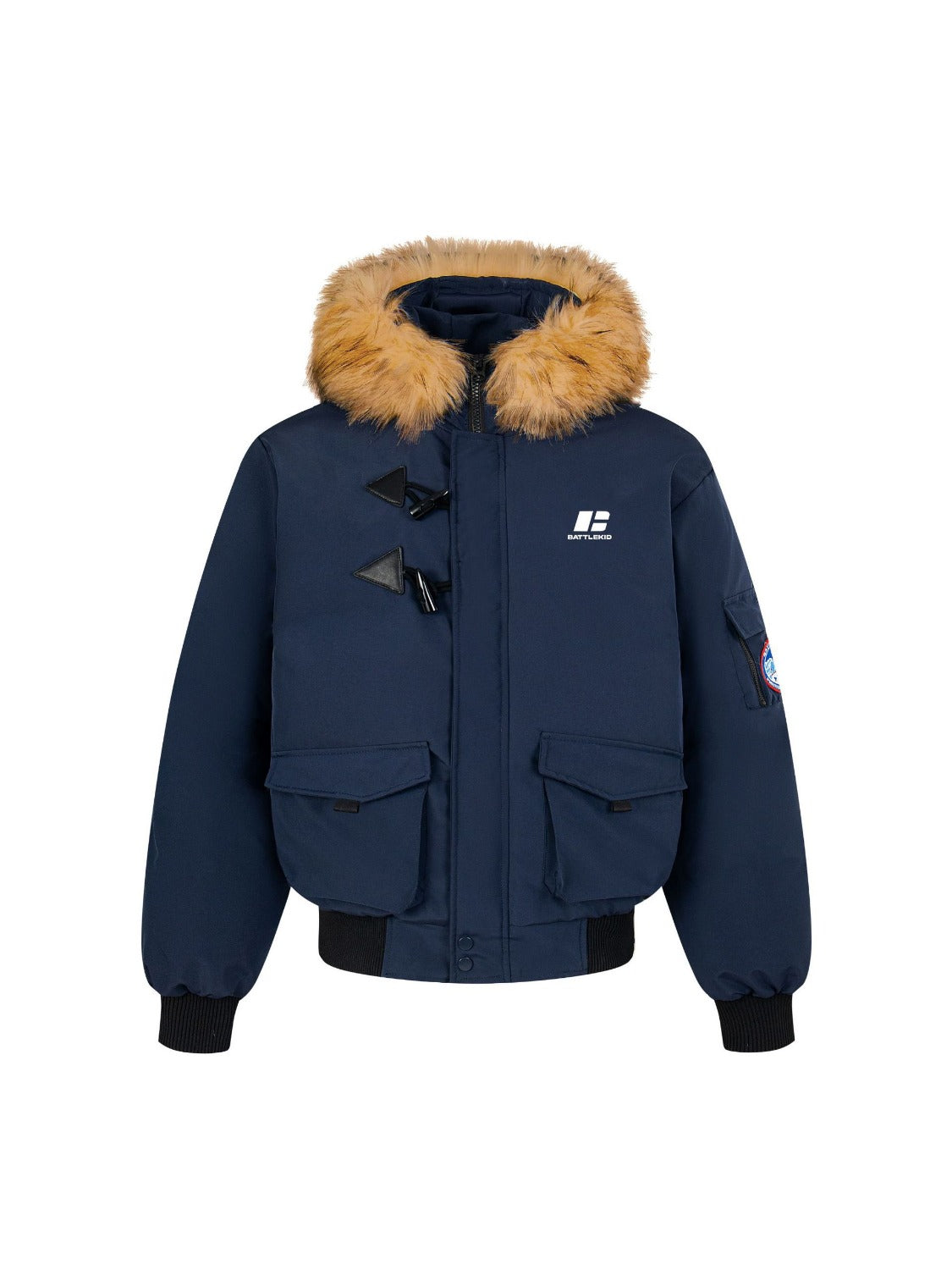 Academic Style Fur collar Bullhorn Buckle Jacket