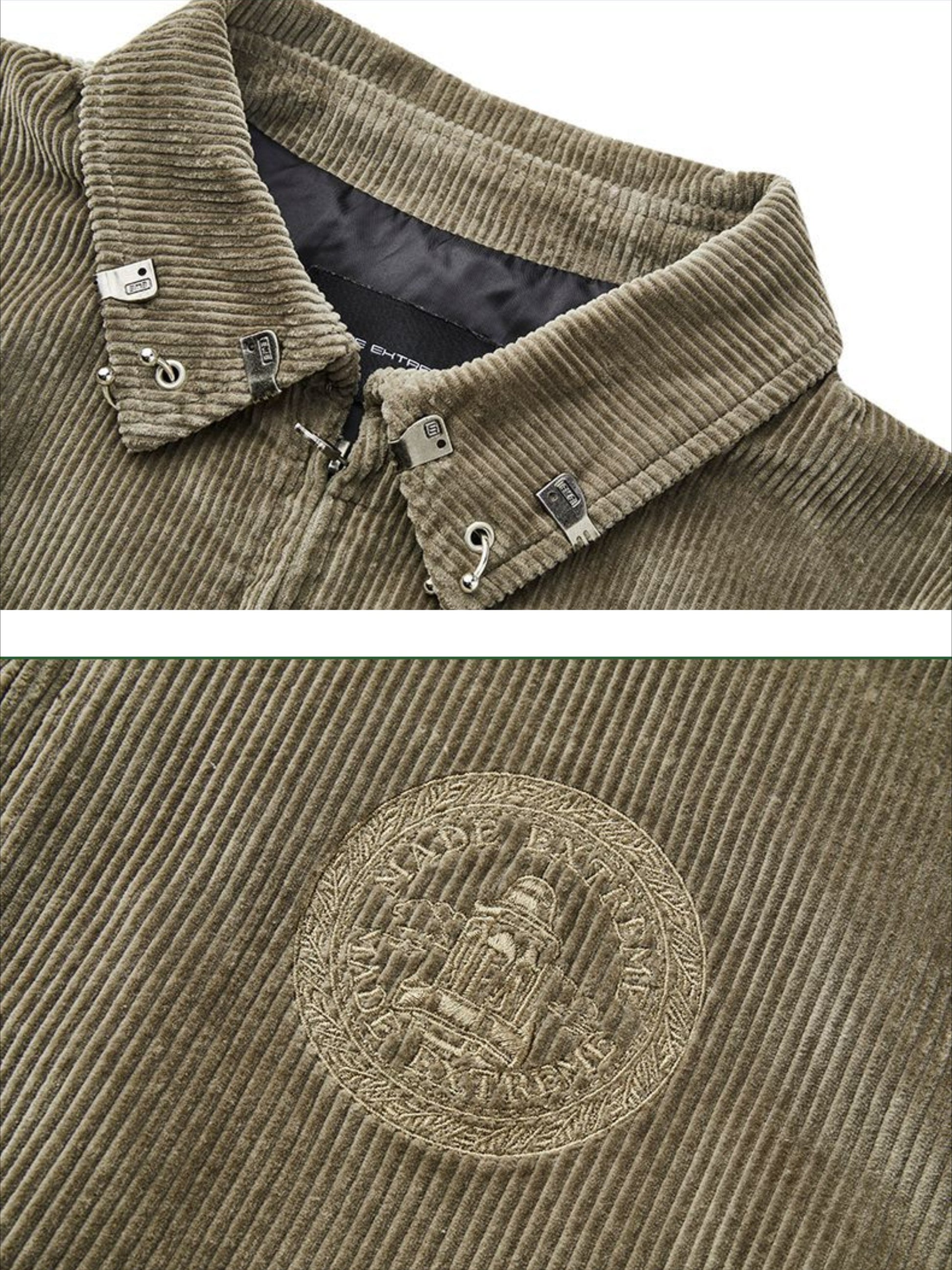 Vintage Badge Embroidery Corduroy Jacket