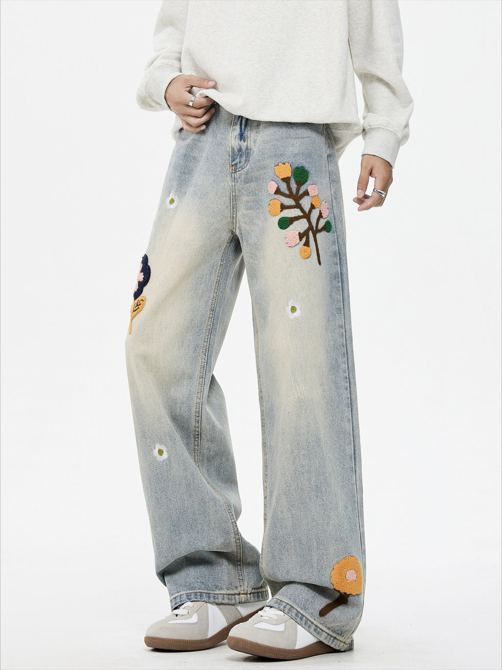 Vintage Floral Towel Embroidered Jeans